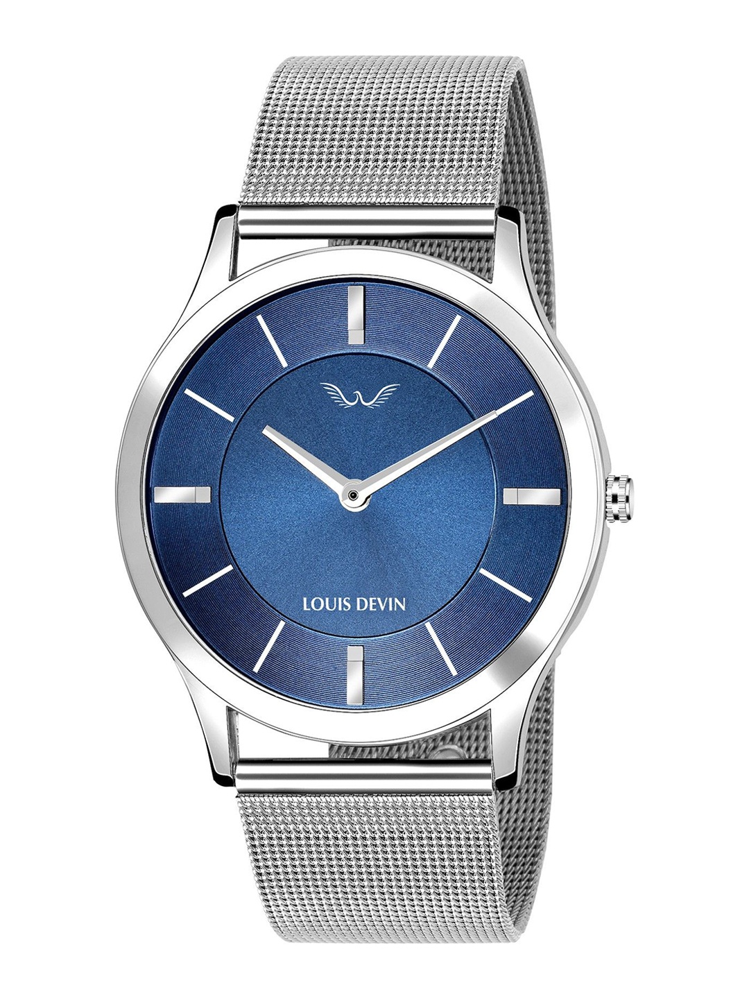 

LOUIS DEVIN Men Dial & Bracelet Style Straps Analogue Watch LD-SLM023-BLU-CH, Silver