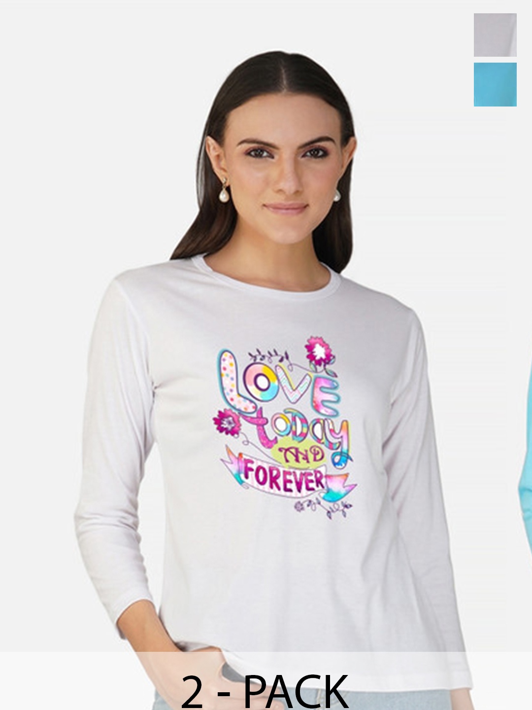 

Metronaut Women 2 Printed Bio Finish Applique T-shirt, White