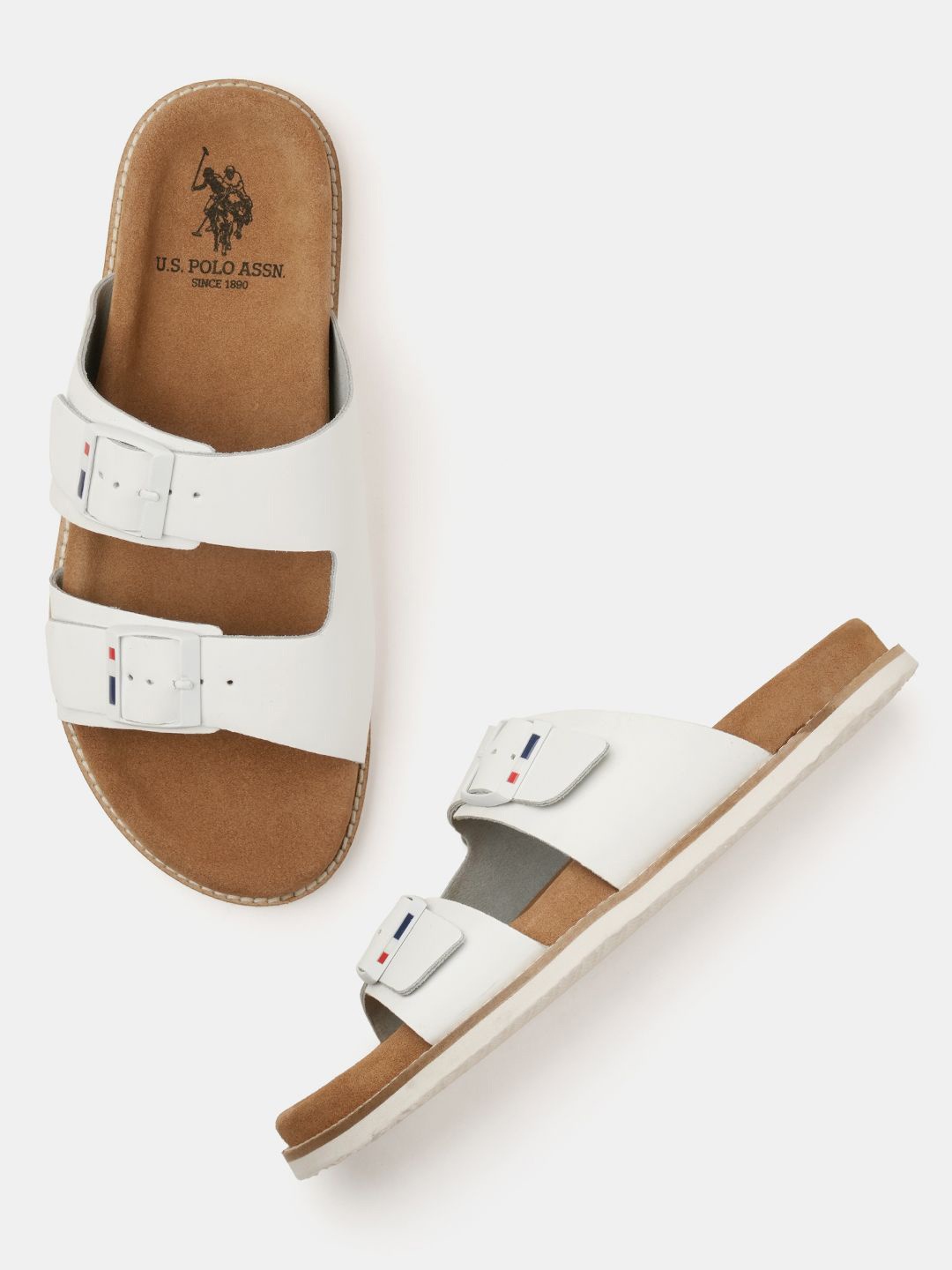 

U.S. Polo Assn. Men Leather Comfort Sandals, Off white