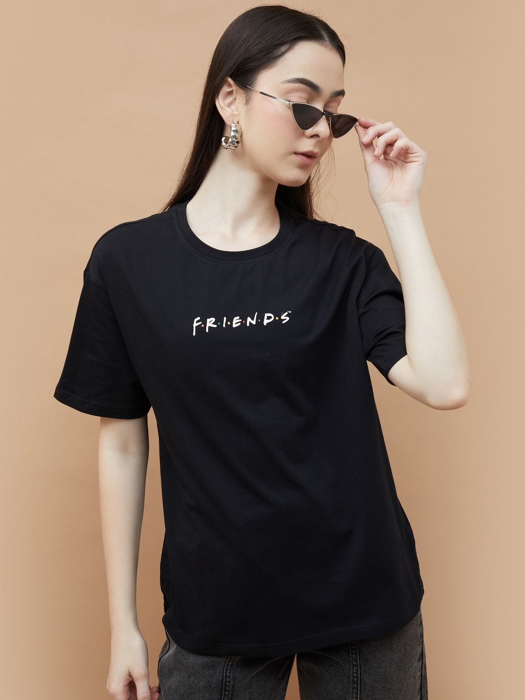 

Ginger by Lifestyle Women Friends Printed T Shirt, Black