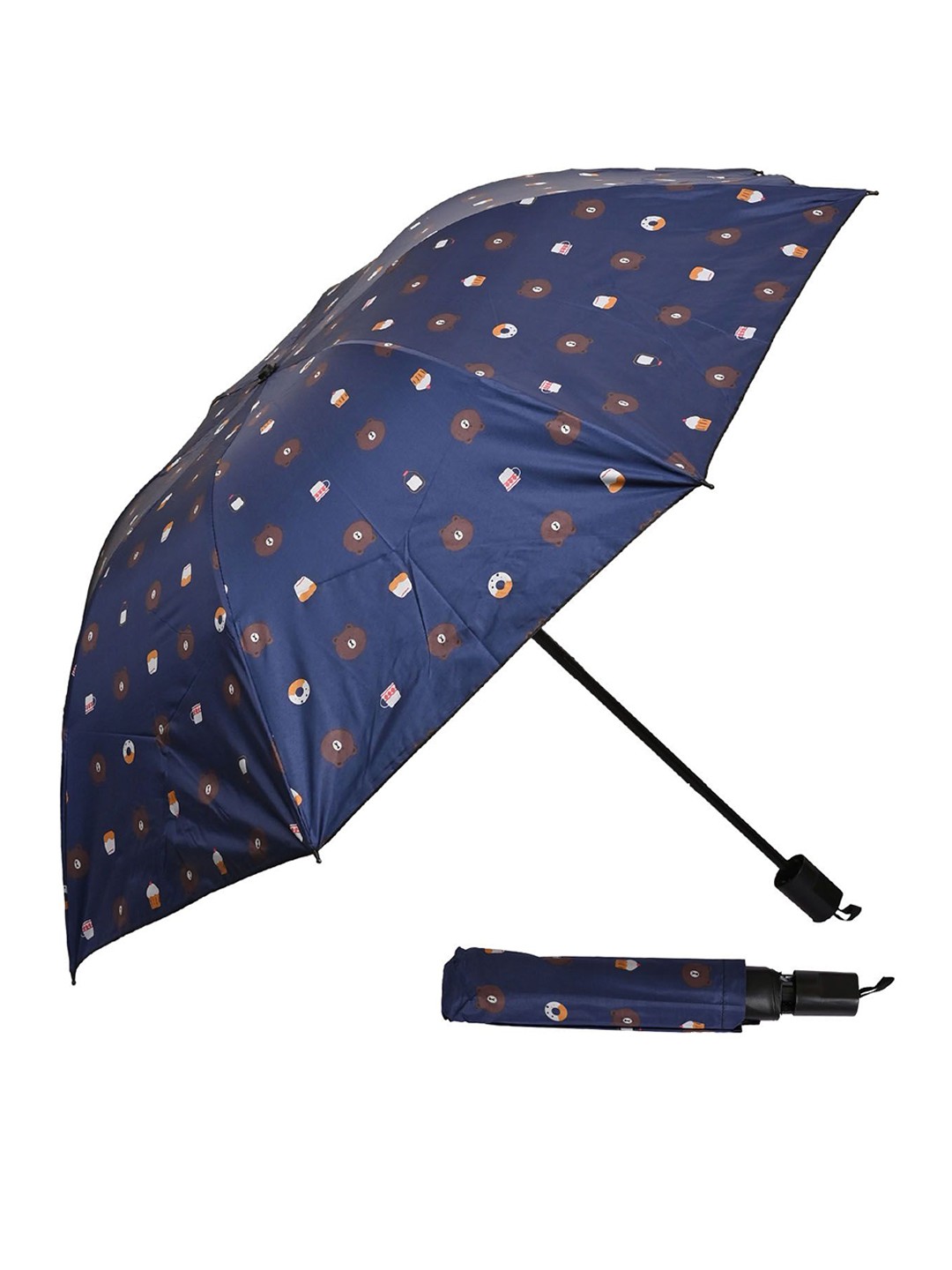 

LOOM LEGACY Manual 3 Fold Geometric Umbrellas, Navy blue