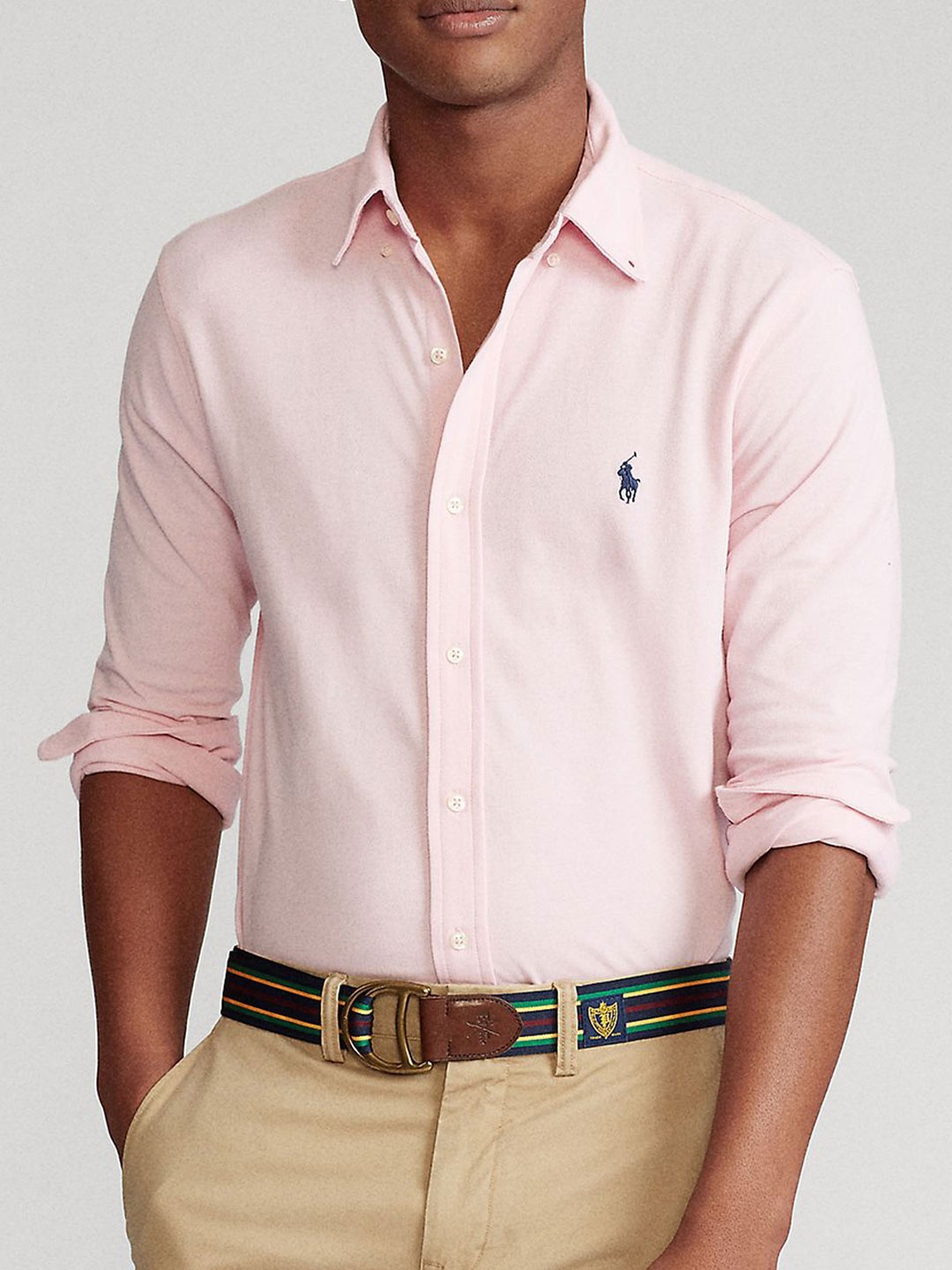 

Polo Ralph Lauren Men Slim Fit Button-Down Collar Solid Cotton Formal Shirt, Pink