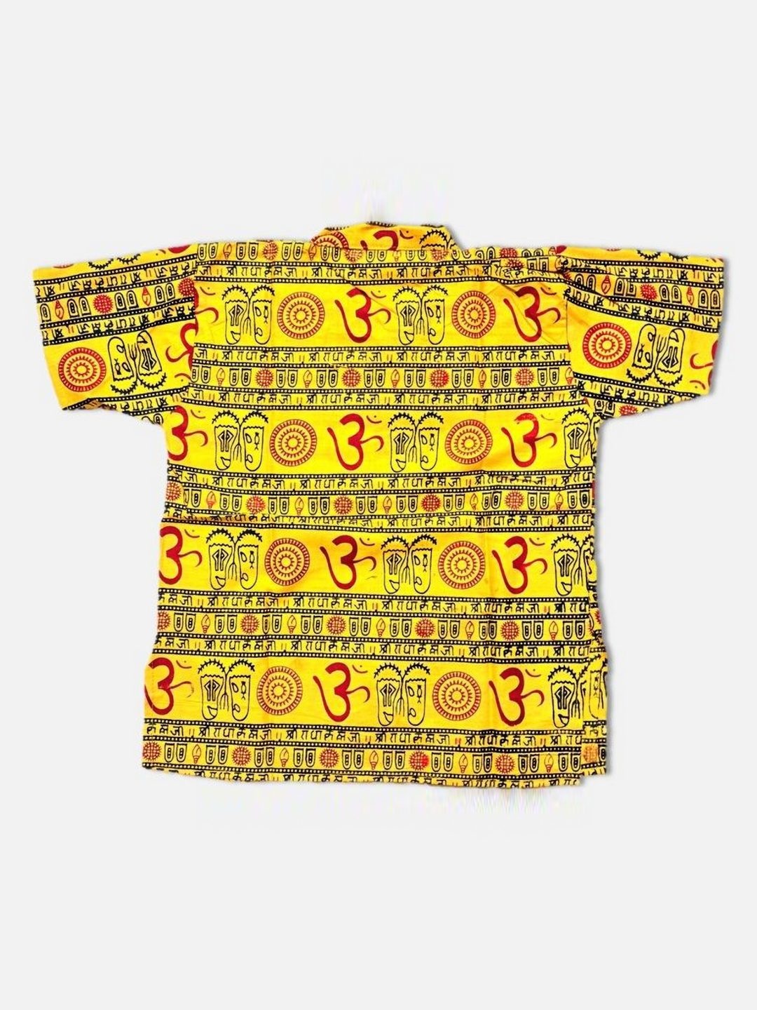 

PK HUB Infants Om Printed Band Collar Short Cotton Kurta, Yellow