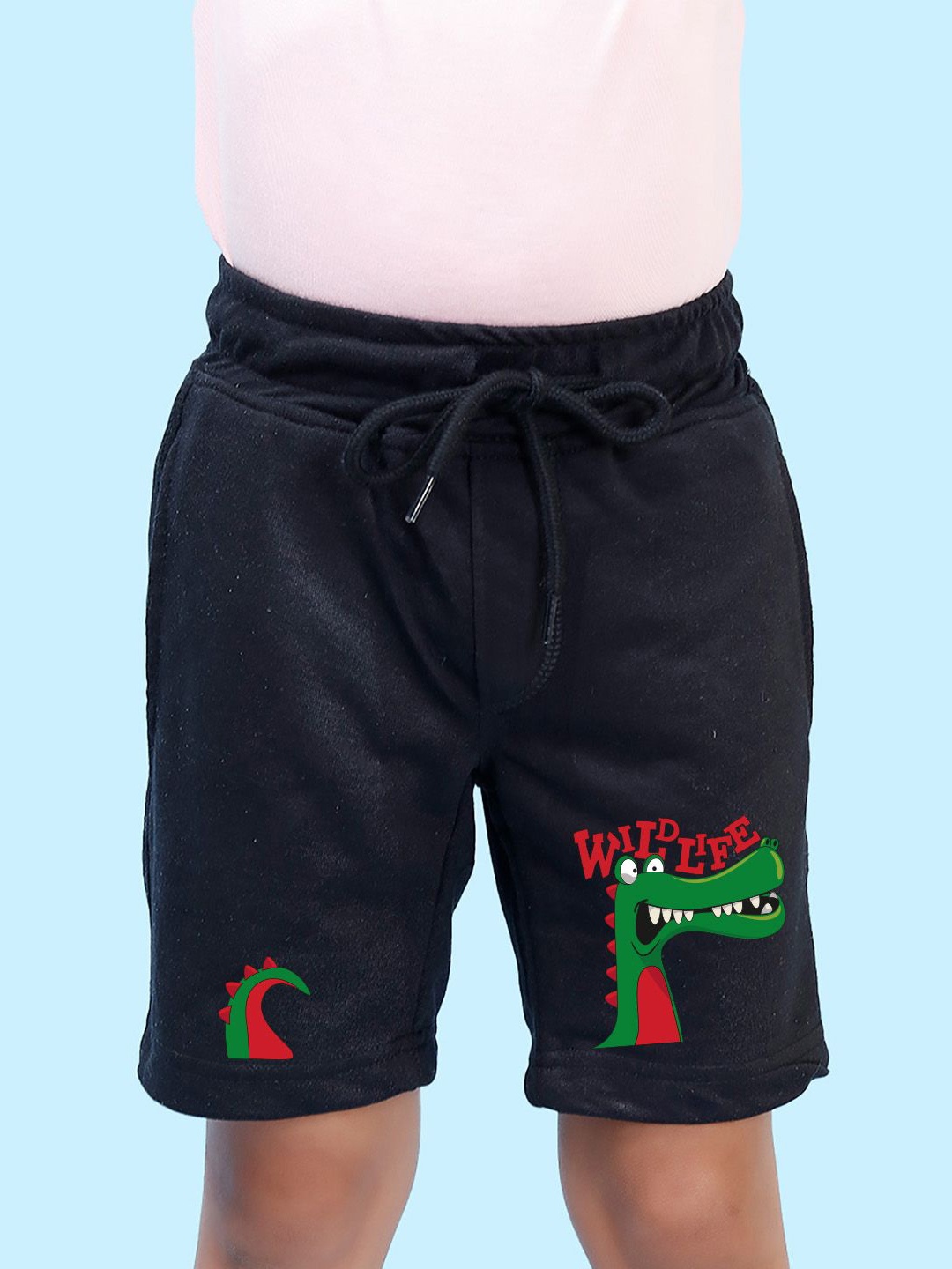 

NUSYL Boys Graphic Printed Mid-Rise Regular Fit Cotton Shorts, Black