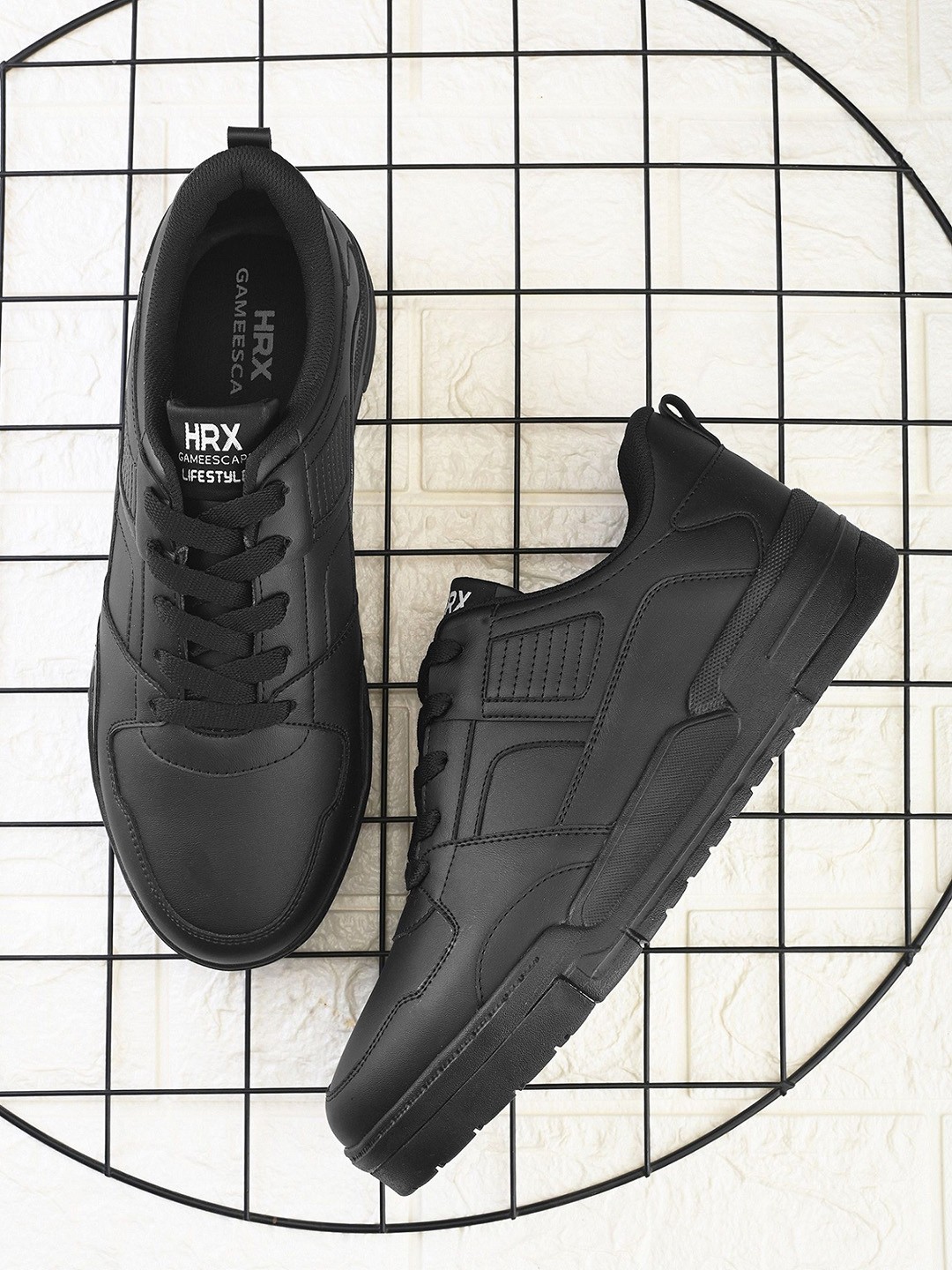 

HRX by Hrithik Roshan Men PU High-Top Sneakers, Black