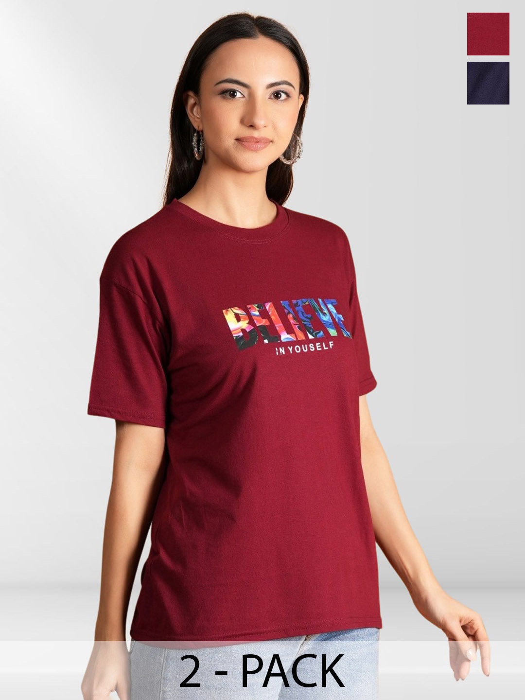 

BAESD Women Typography 2 Printed Pockets T-shirt, Multi