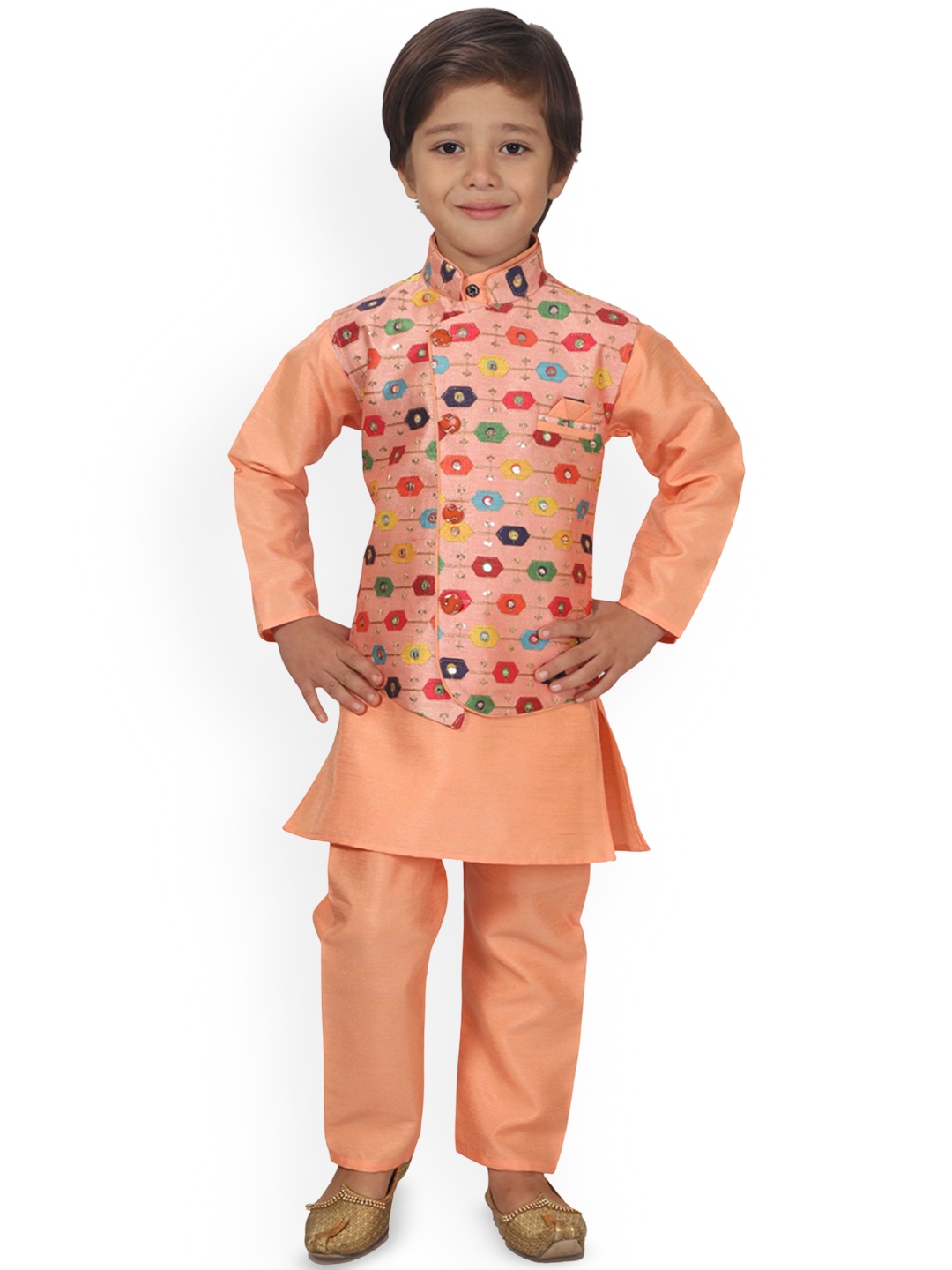 

Kidotsav Boys Regular Kurta with Pyjamas, Peach