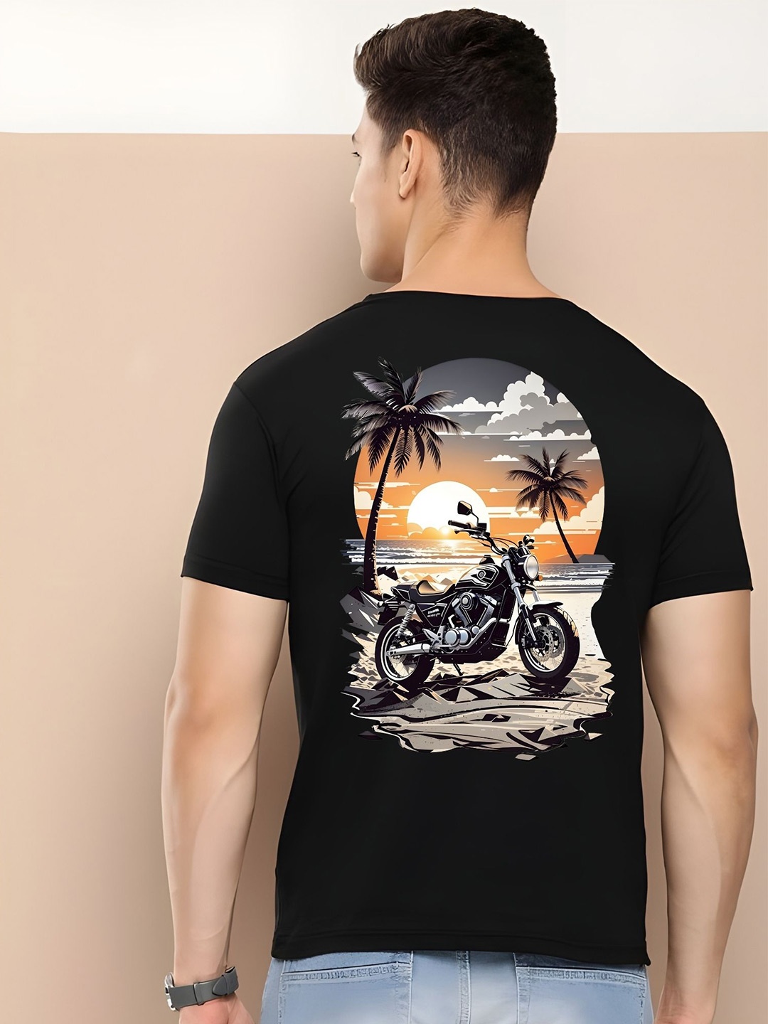 

THE BEETEL HOUSE Men Drop-Shoulder Sleeves T-shirt, Black