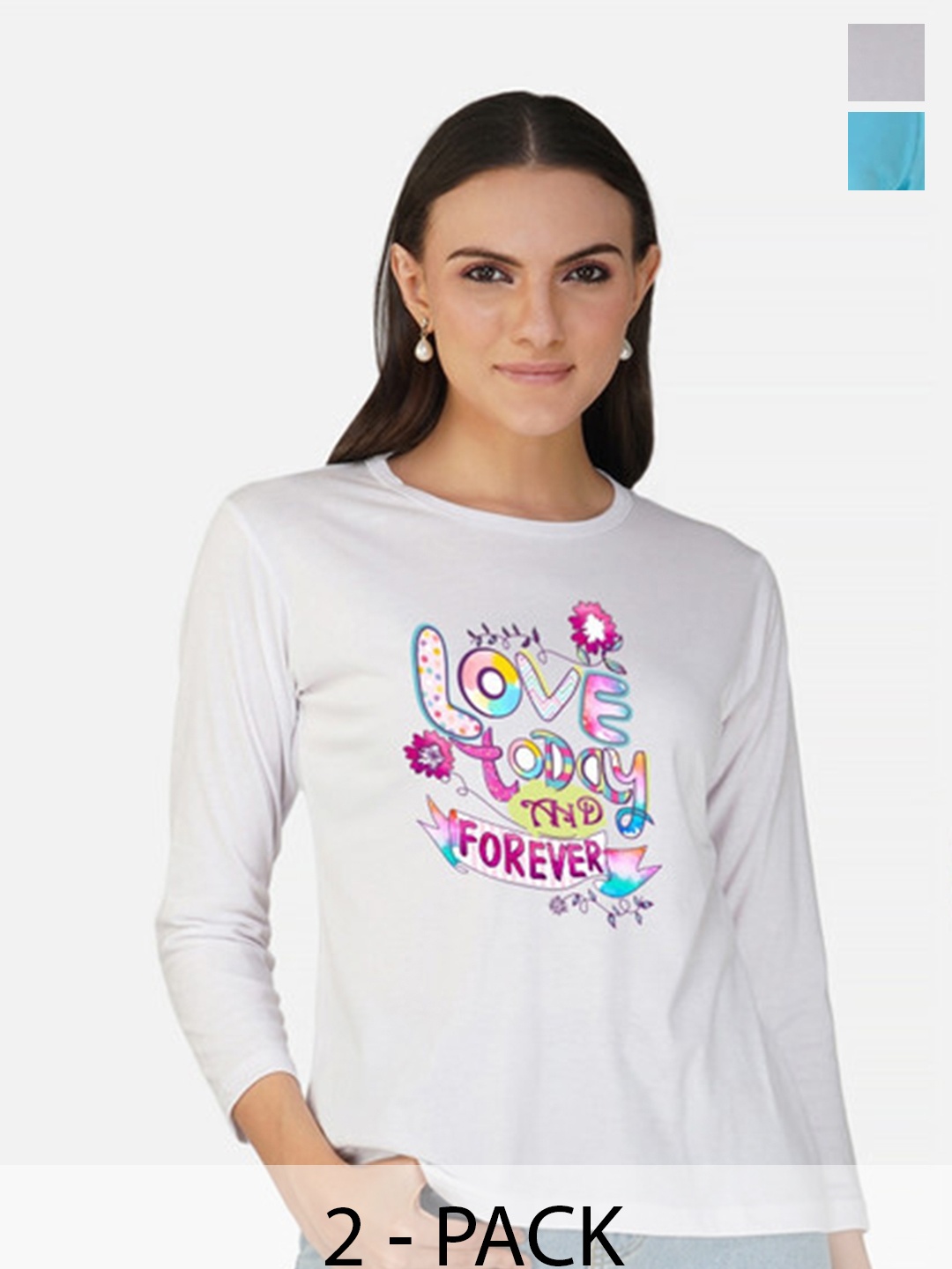 

Metronaut Women 2 Printed Bio Finish Applique T-shirt, White