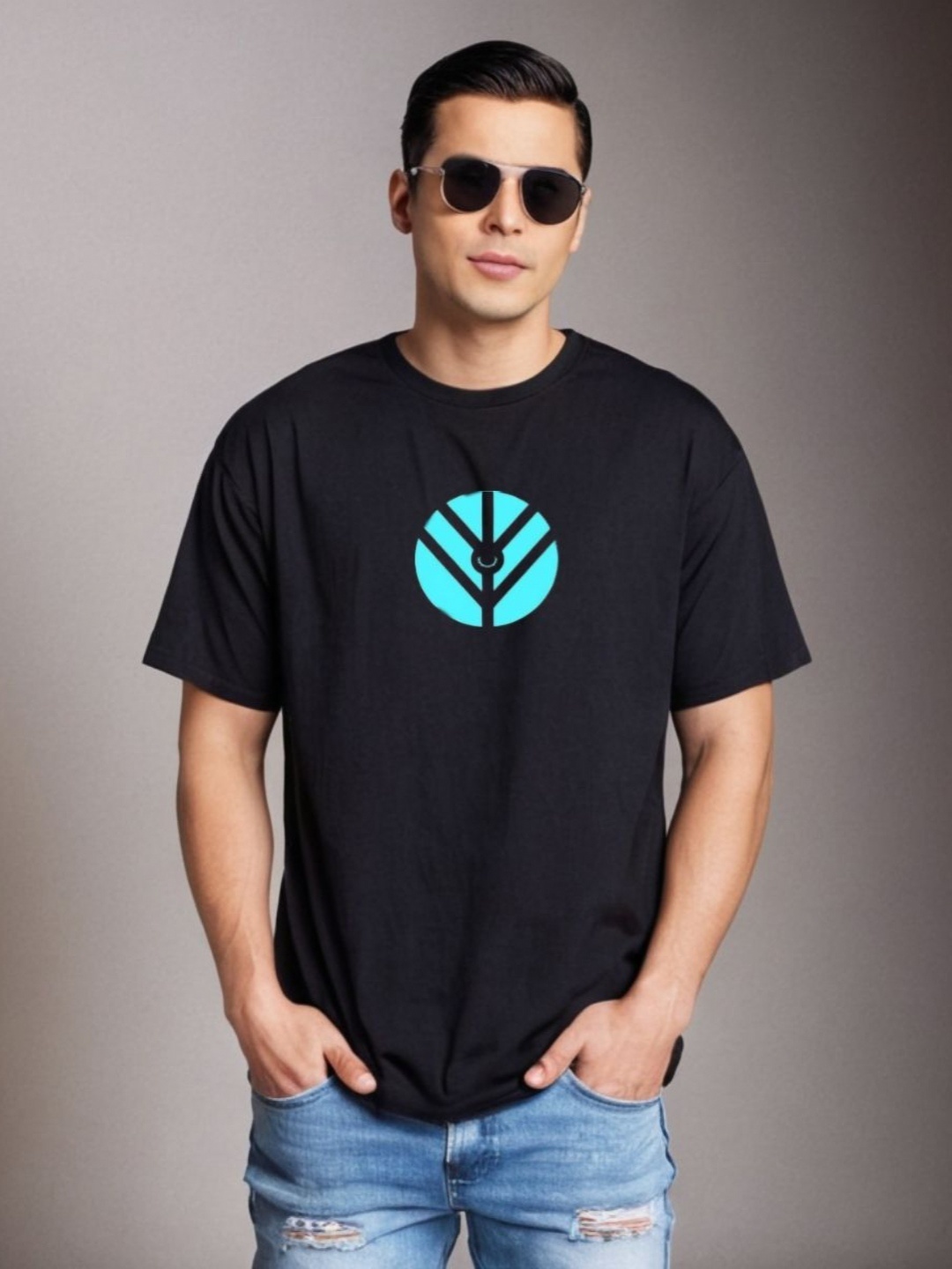 

Be Crazy Men Graphic Printed Oversized Cotton T-shirt, Black