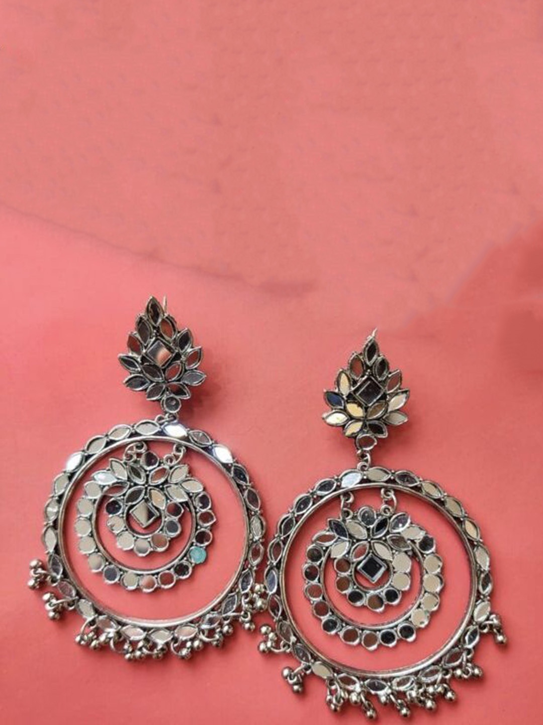 

JMBW INTERNATIONAL Silver-Plated Contemporary Stainless Steel Oxidised Drop Earrings