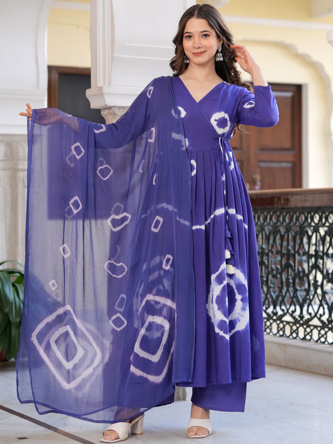 

Sitaram Designer Women Printed Regular Kurta with Palazzos & With Dupatta, Purple