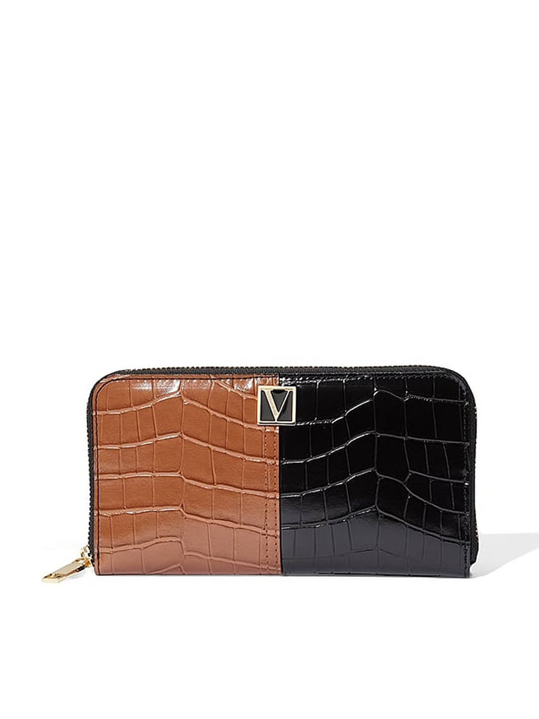 

Victoria's Secret Women Colourblocked Zip Around Wallet, Black