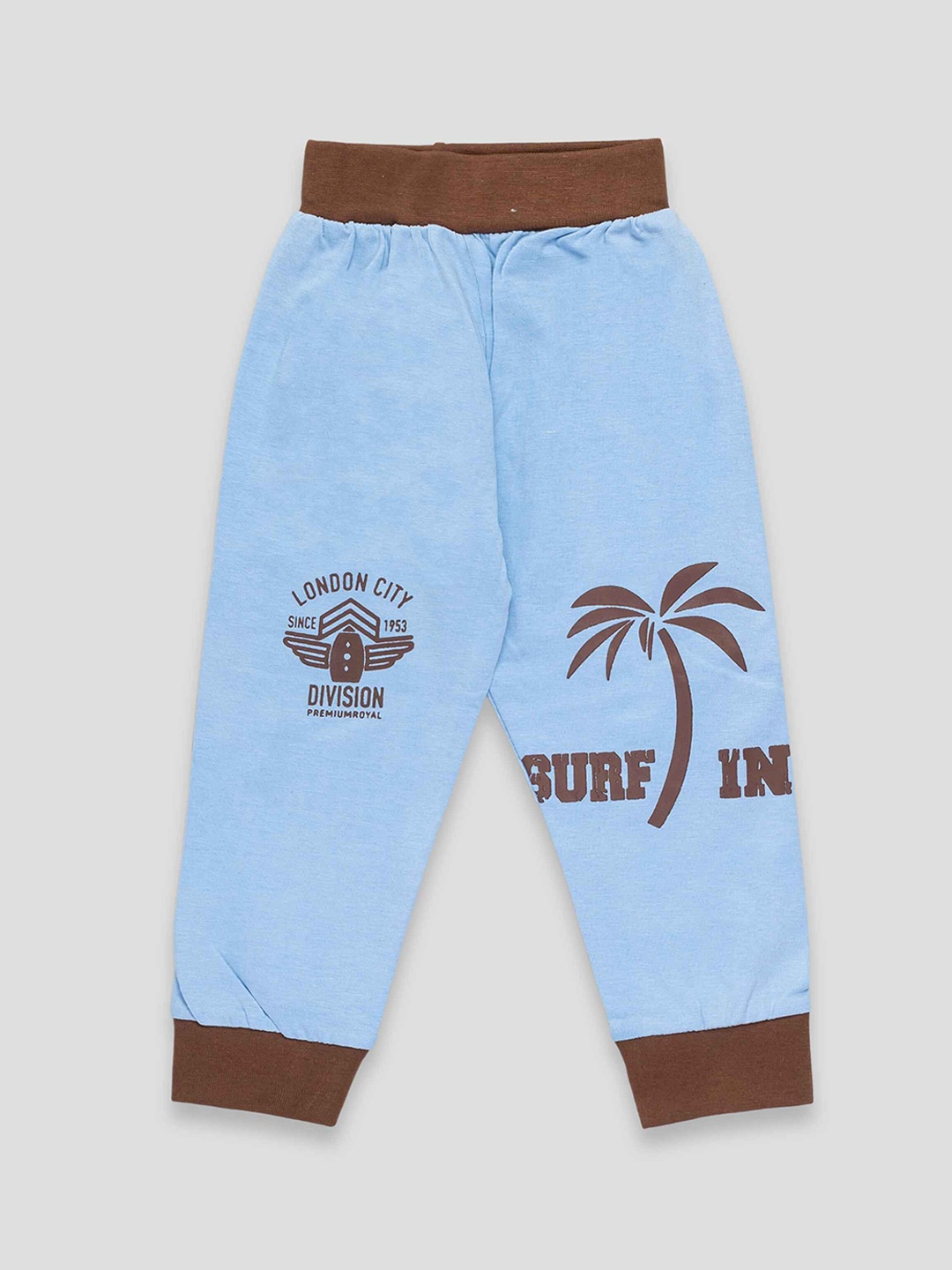 

YK X JUST KiDDiNG Boys Printed Regular Fit Cotton Joggers, Blue