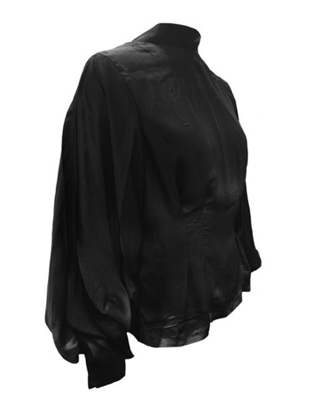 

Shivanii Women High Neck Batwing Sleeve Satin Top, Black