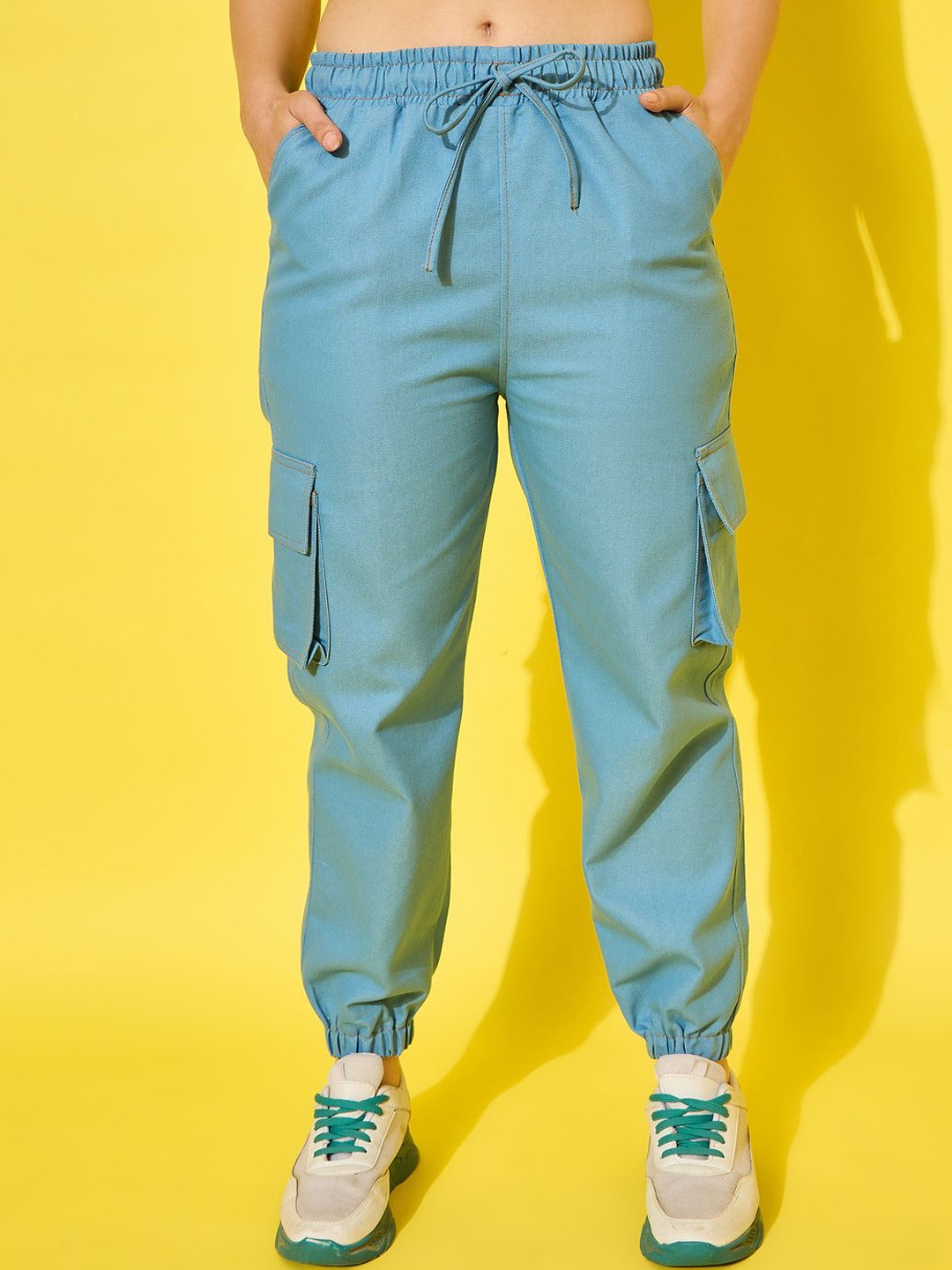 

BUY NEW TREND Women's Relaxed High-Rise Easy Wash Joggers Trousers, Blue