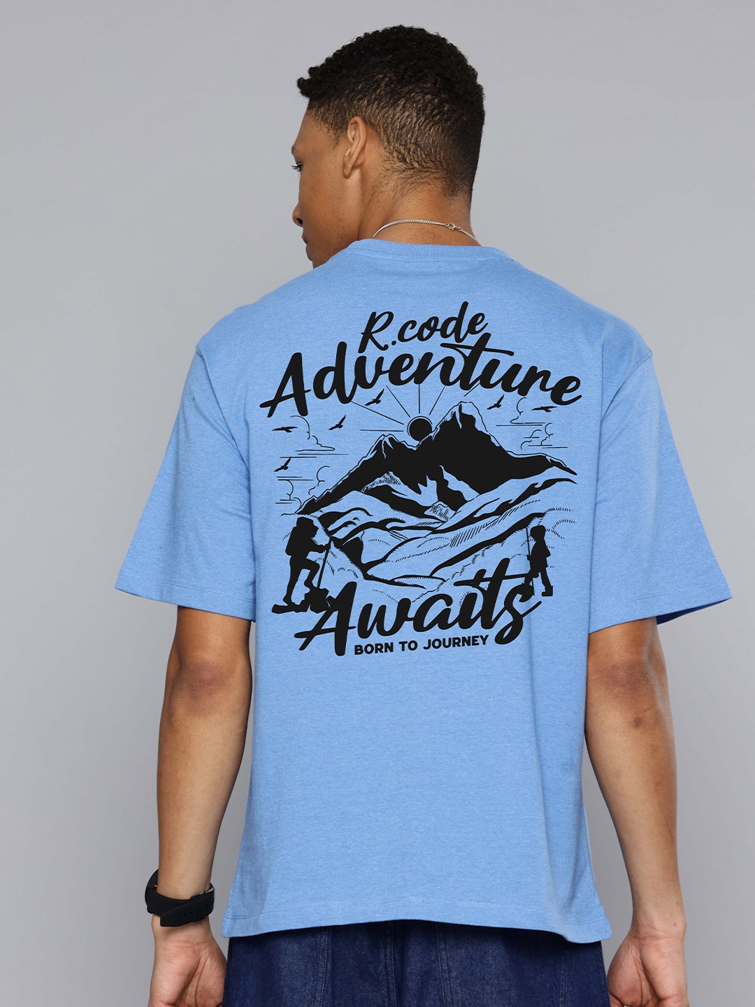 

R.Code by The Roadster Life Co. Men Printed T-shirt, Blue