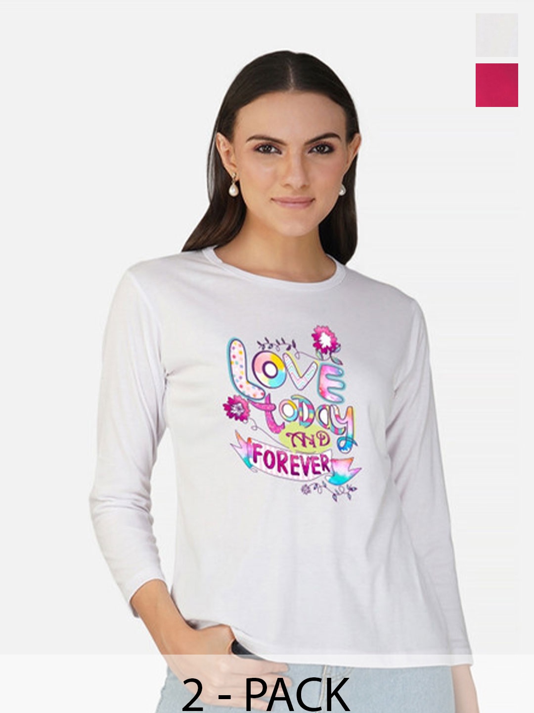 

Metronaut Women 2 Printed Bio Finish Applique T-shirt, White