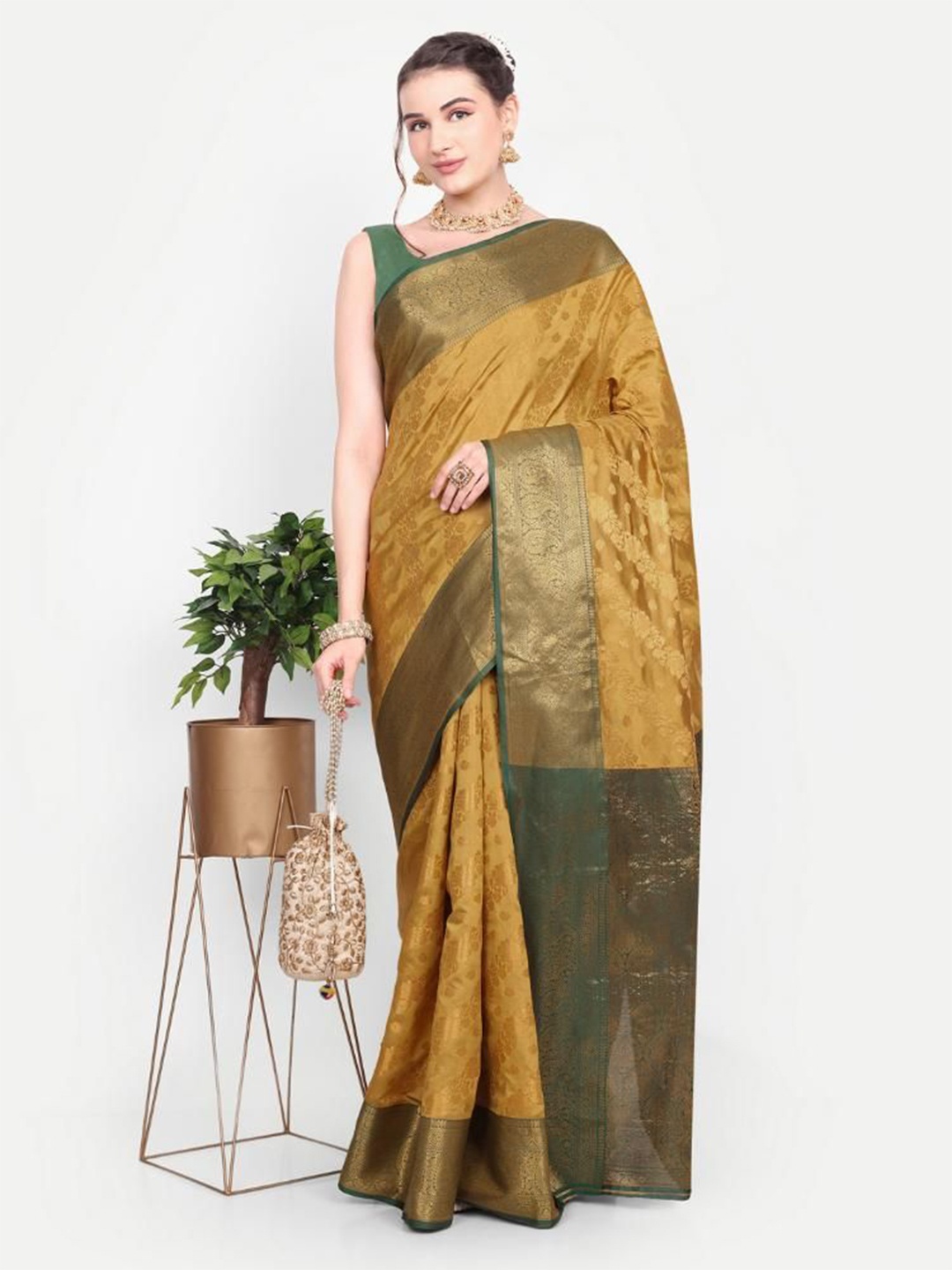 

jayant creation Woven Design Zari Banarasi Saree, Yellow