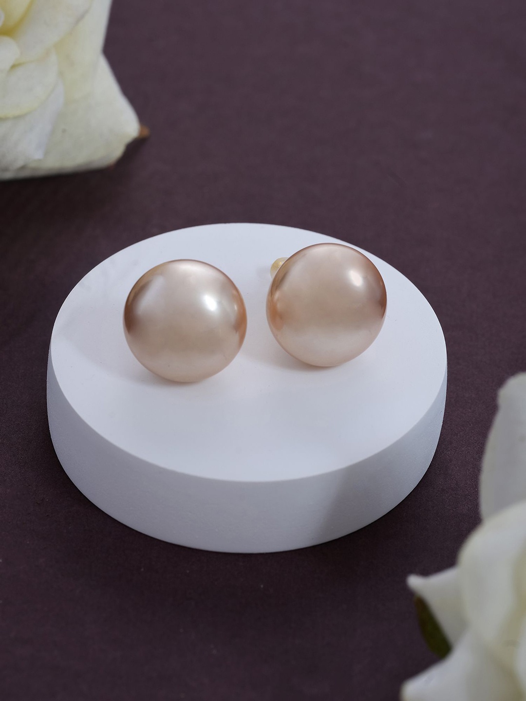 

Designbox Pearls Studded Circular Shape Studs, Rose gold