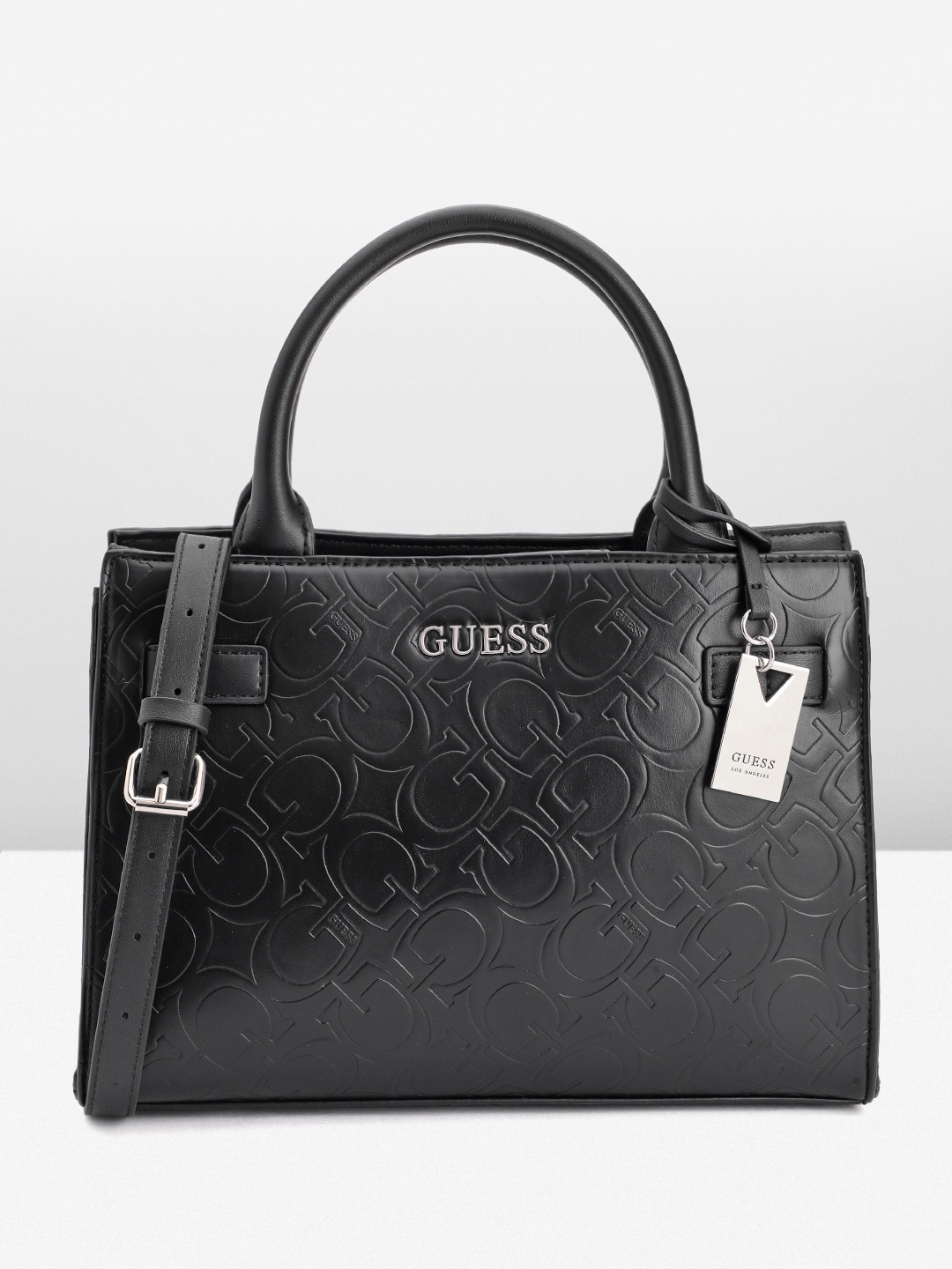 

GUESS Textured Structured Handheld Bag, Black
