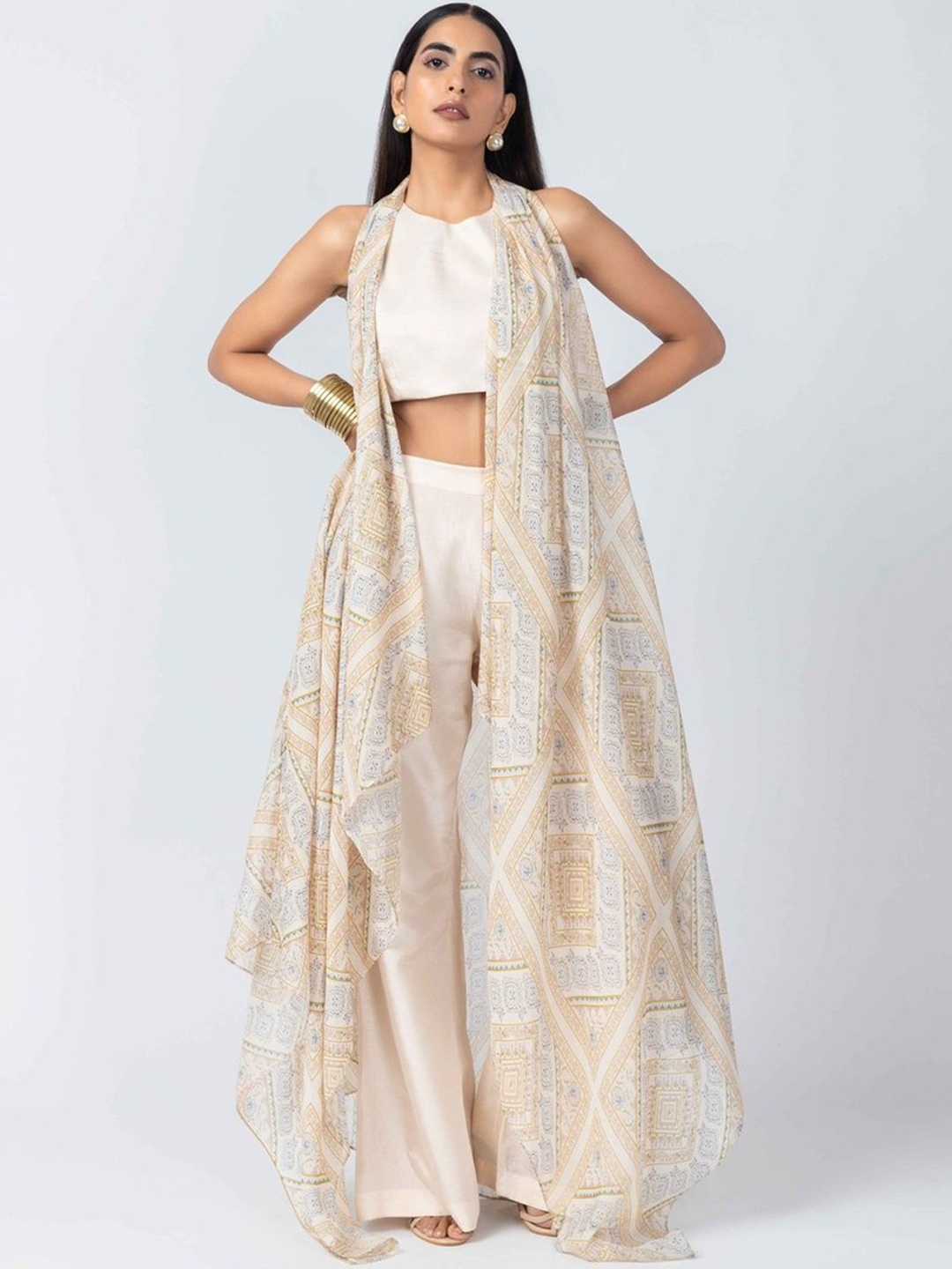 

Label Naariti Women Regular Top with Palazzos, White