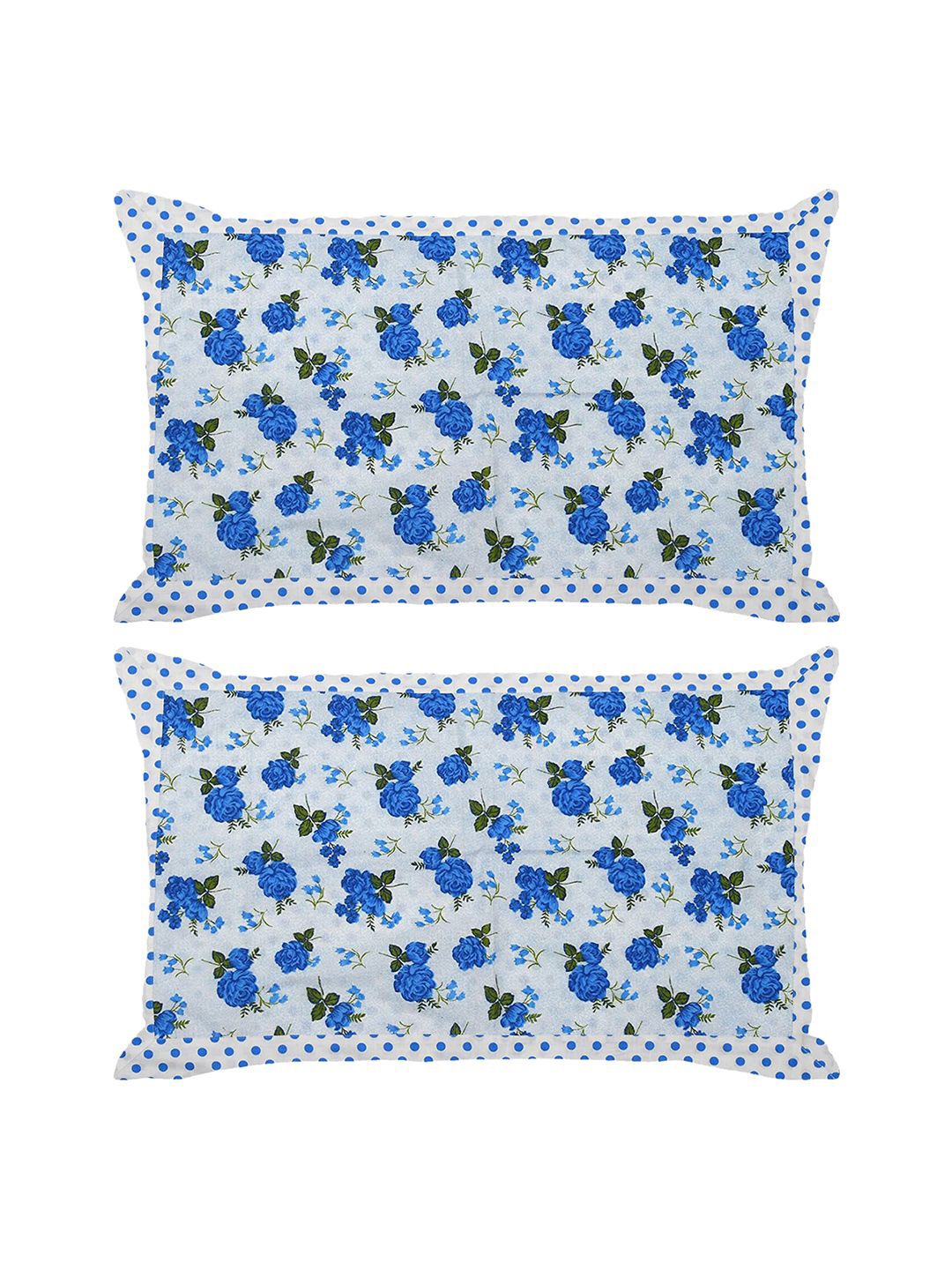 

Kuber Industries Blue & Black 2 Pieces Floral Printed Pure Cotton Rectangle Pillow Covers