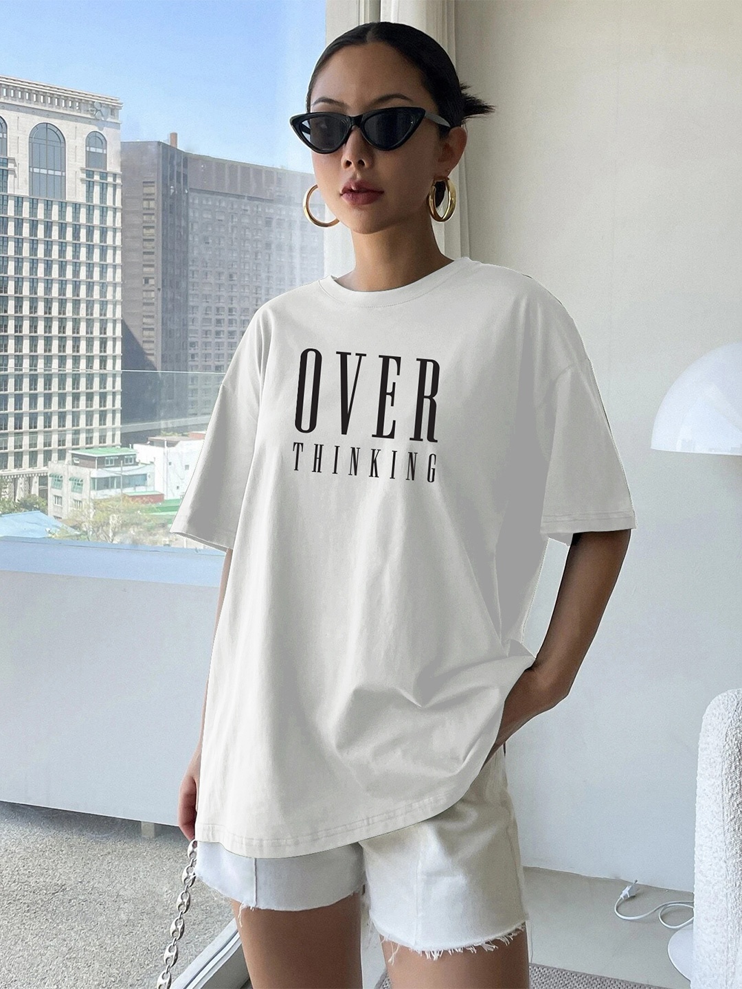 

TOGS & TERRE Women Typography Printed Organic Cotton T-shirt, White