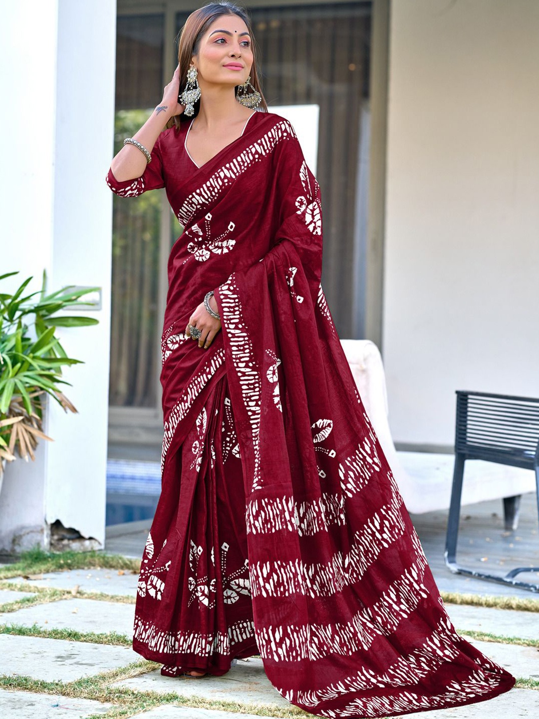 

Anouk Batik Printed Pure Cotton Saree, Maroon