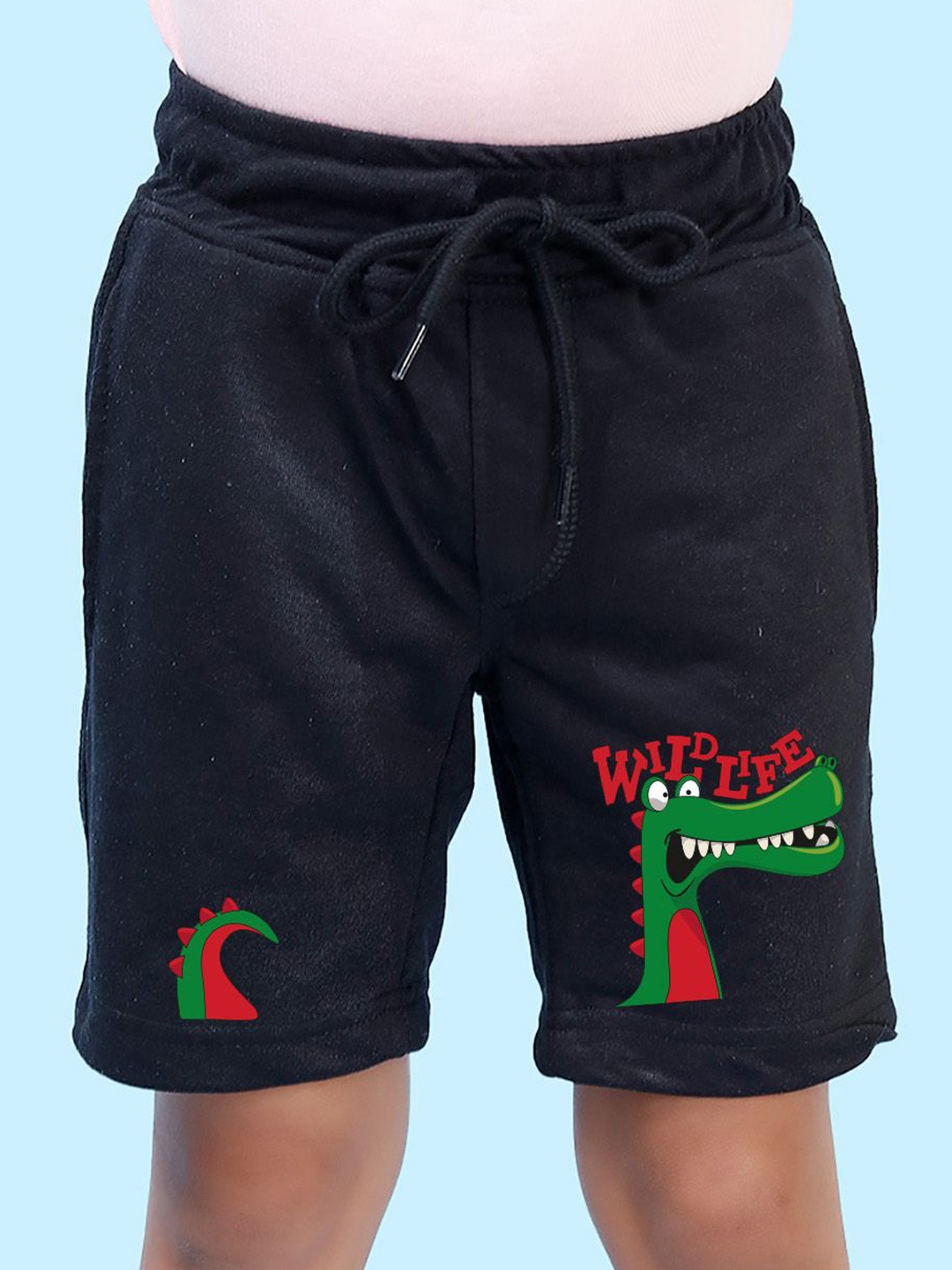 

NUSYL Boys Printed Regular Fit Mid-Rise Shorts, Black