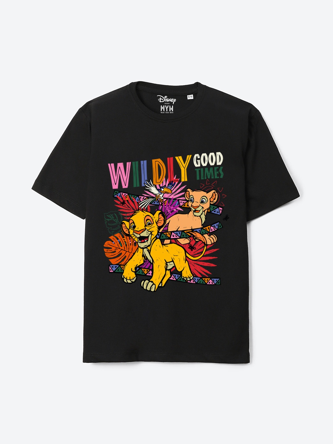 

Wear Your Mind Boys Lion King Printed Pure Cotton Applique T-shirt, Black