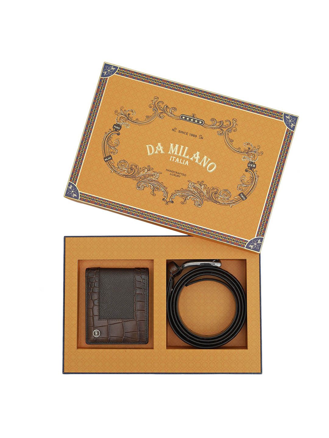 

Da Milano Men Accessory Gift Set of Wallet and Belt, Brown