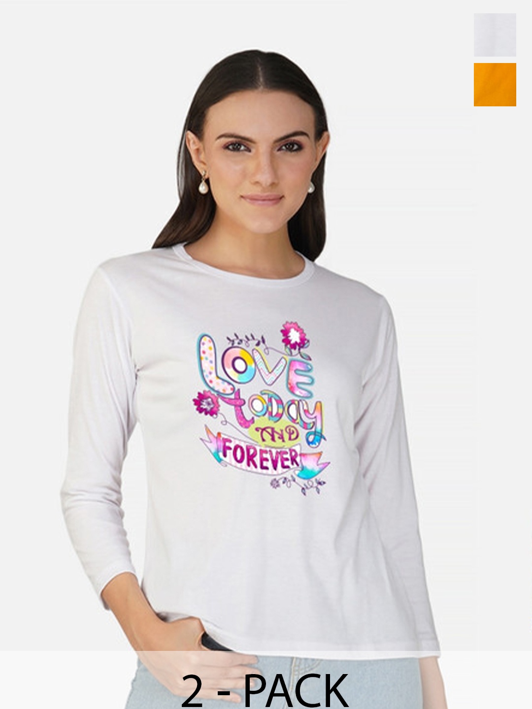 

Metronaut Women 2 Printed Bio Finish Applique T-shirt, White