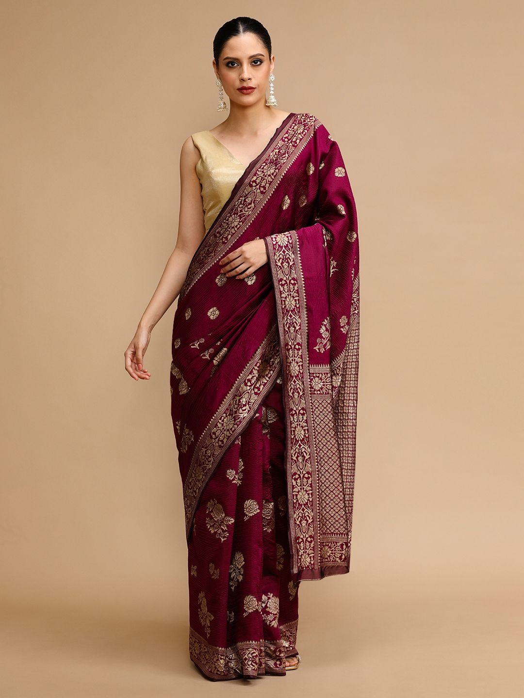 

House of Pataudi Woven Design Banarasi Saree, Maroon