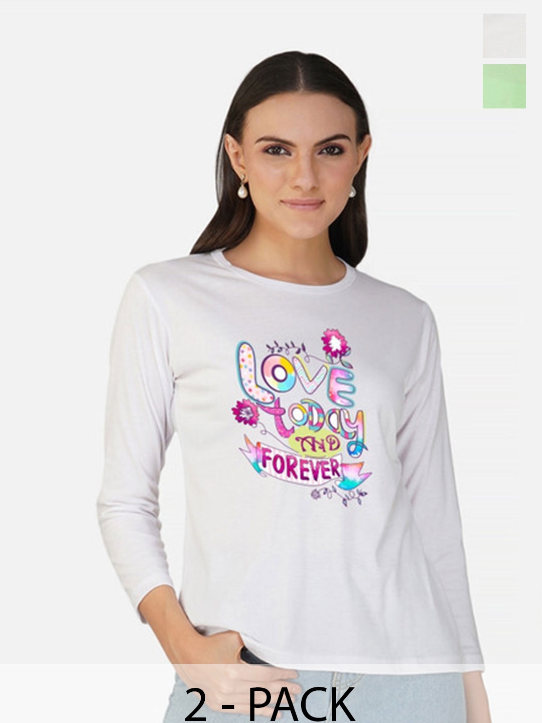 

Metronaut Women 2 Printed Bio Finish Applique T-shirt, White