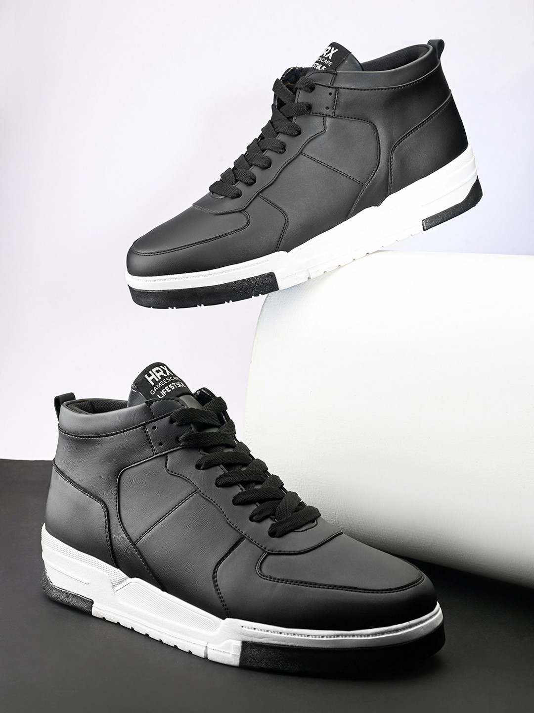 

HRX by Hrithik Roshan Men PU High-Top Sneakers, Black