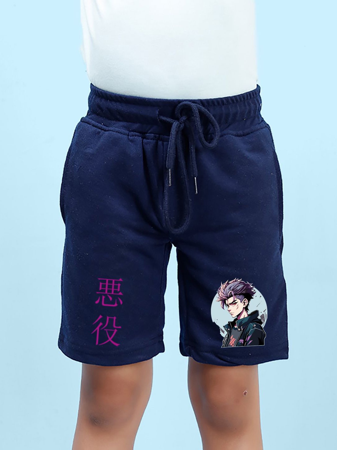 

NUSYL Boys Graphic Printed Regular Fit Mid-Rise Cotton Shorts, Blue