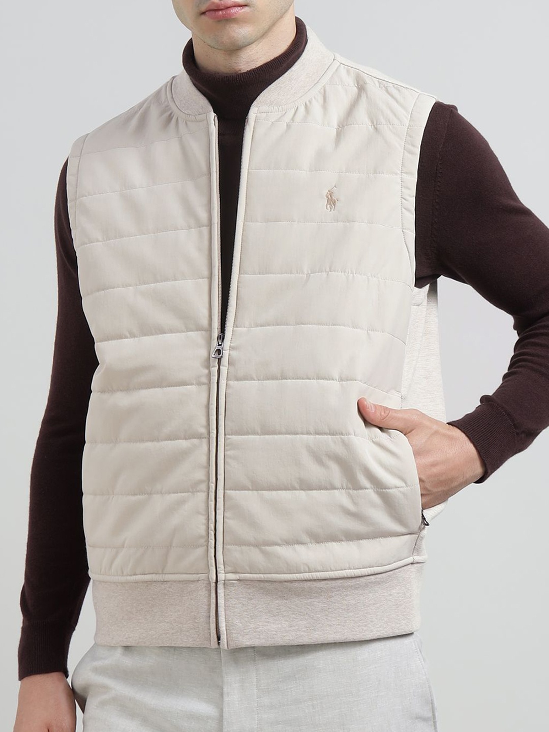 

Polo Ralph Lauren Men Stand Collar Solid Casual Puffer Jacket, Beige