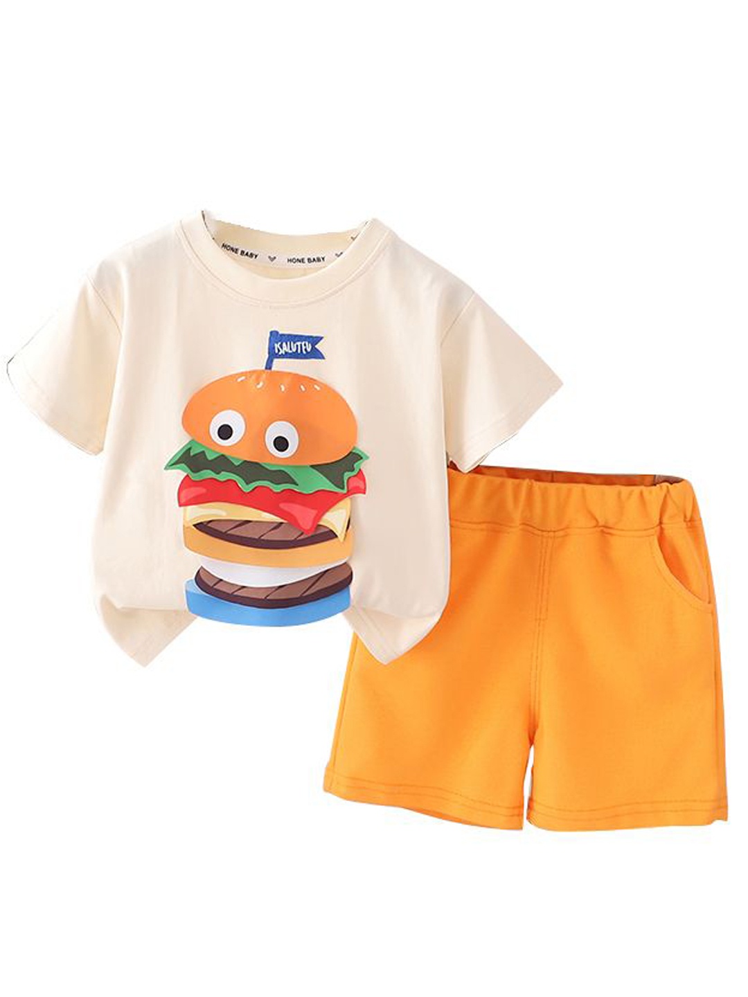 

StyleCast x Revolte Boys Printed Round Neck T-shirt With Shorts, Beige