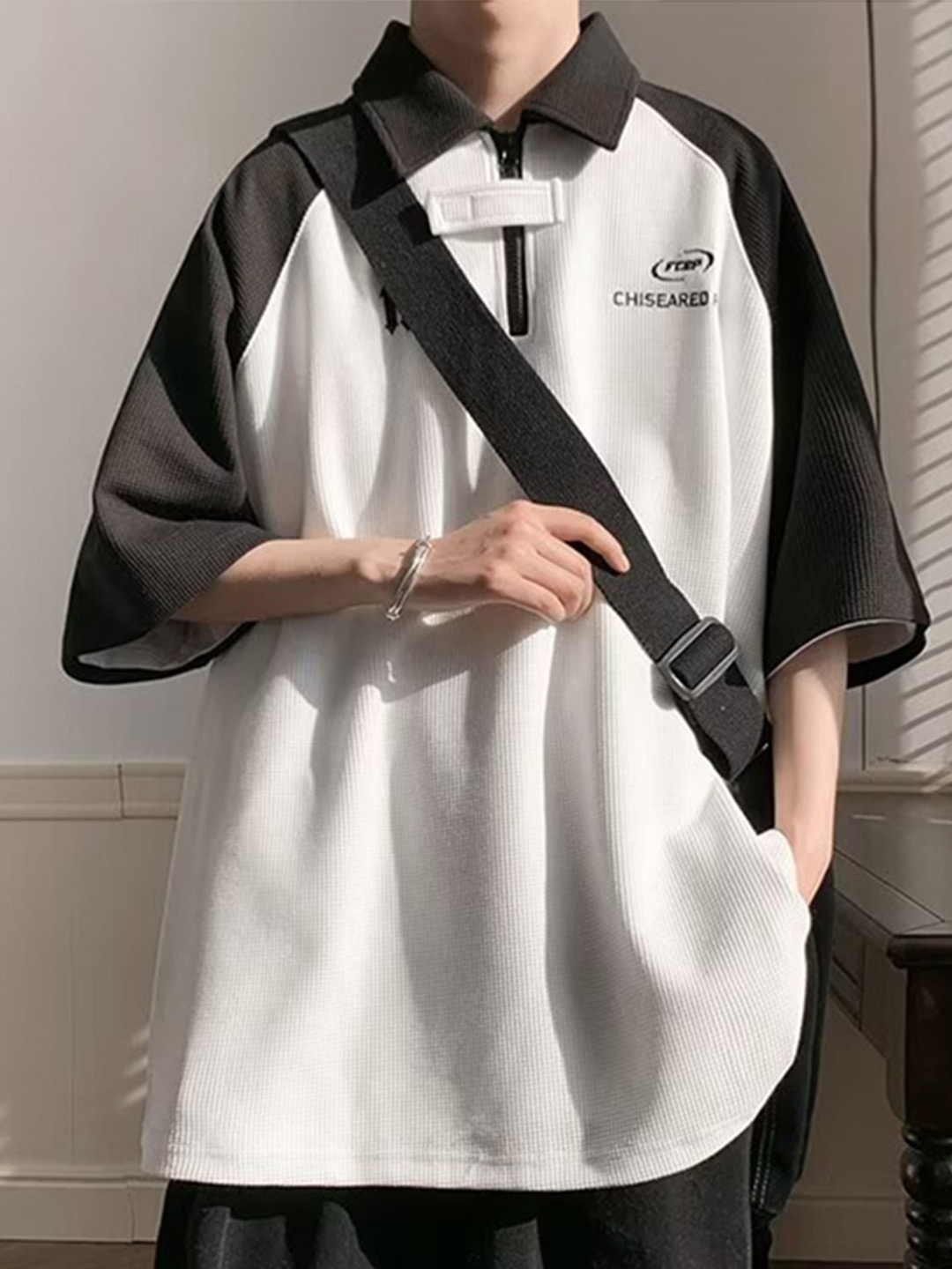 

StyleCast x Revolte Men Colourblocked Polo Collar T-shirt, White