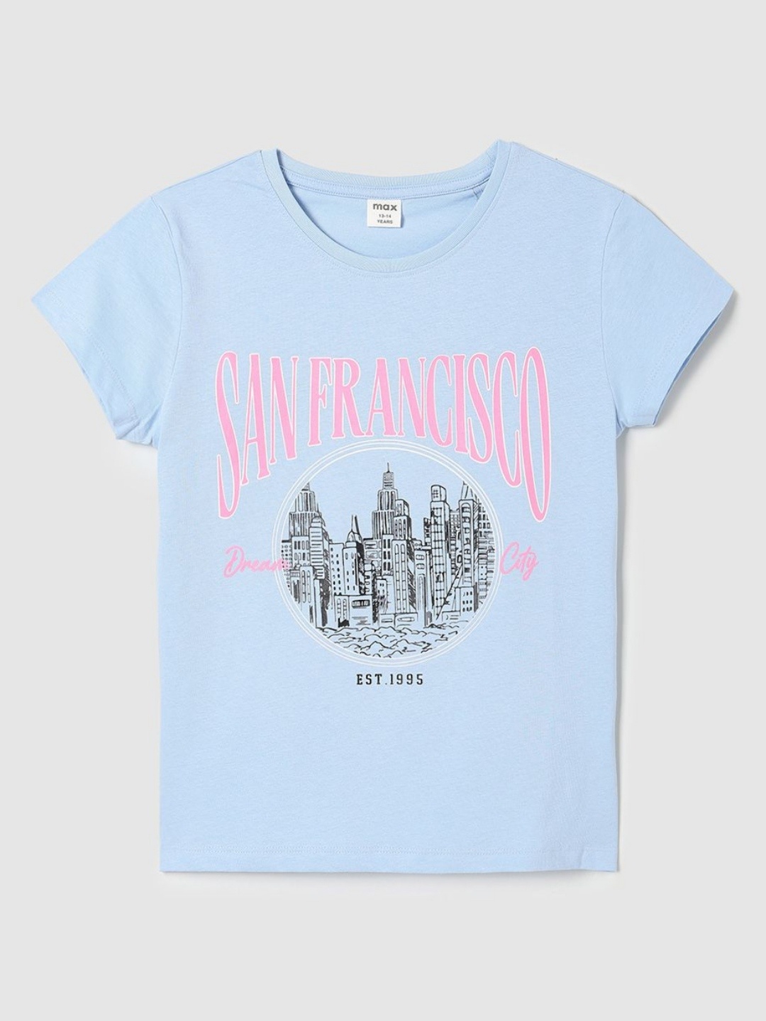 

max Girls Printed T-shirt, Blue