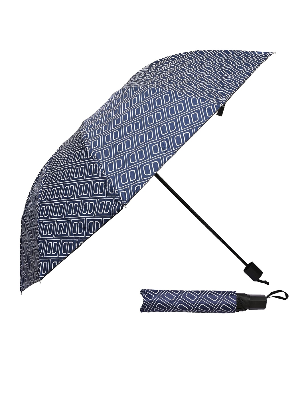

LOOM LEGACY Manual 3 Fold Geometric Umbrellas, Navy blue