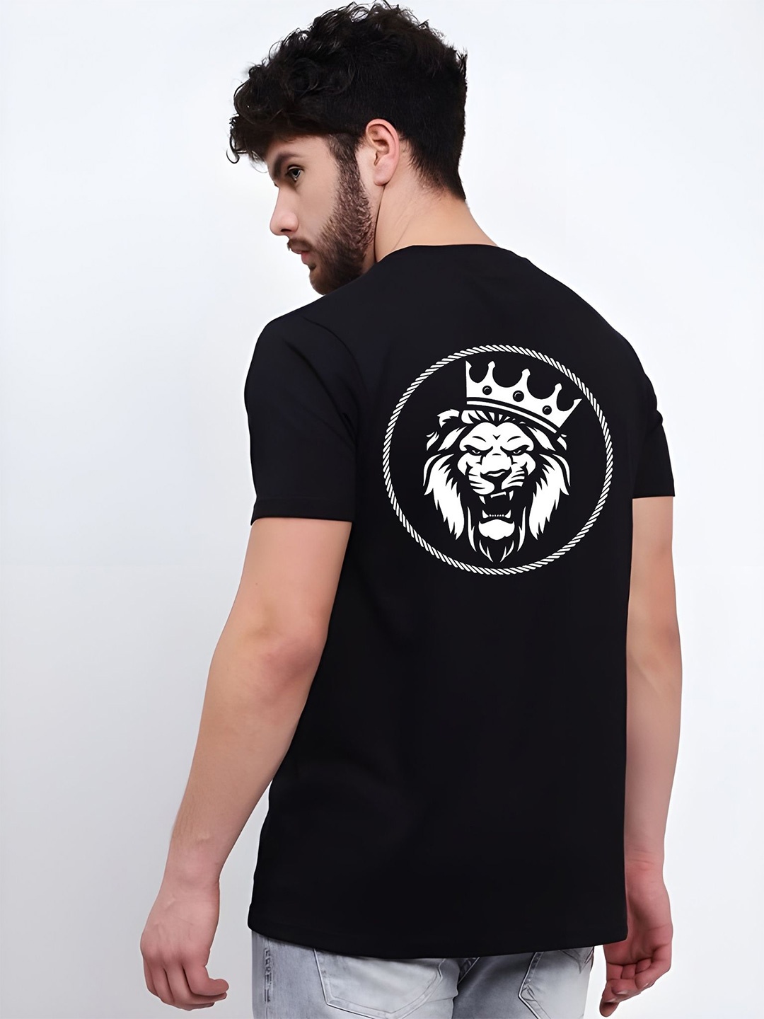 

THE BEETEL HOUSE Men Drop-Shoulder Sleeves T-shirt, Black