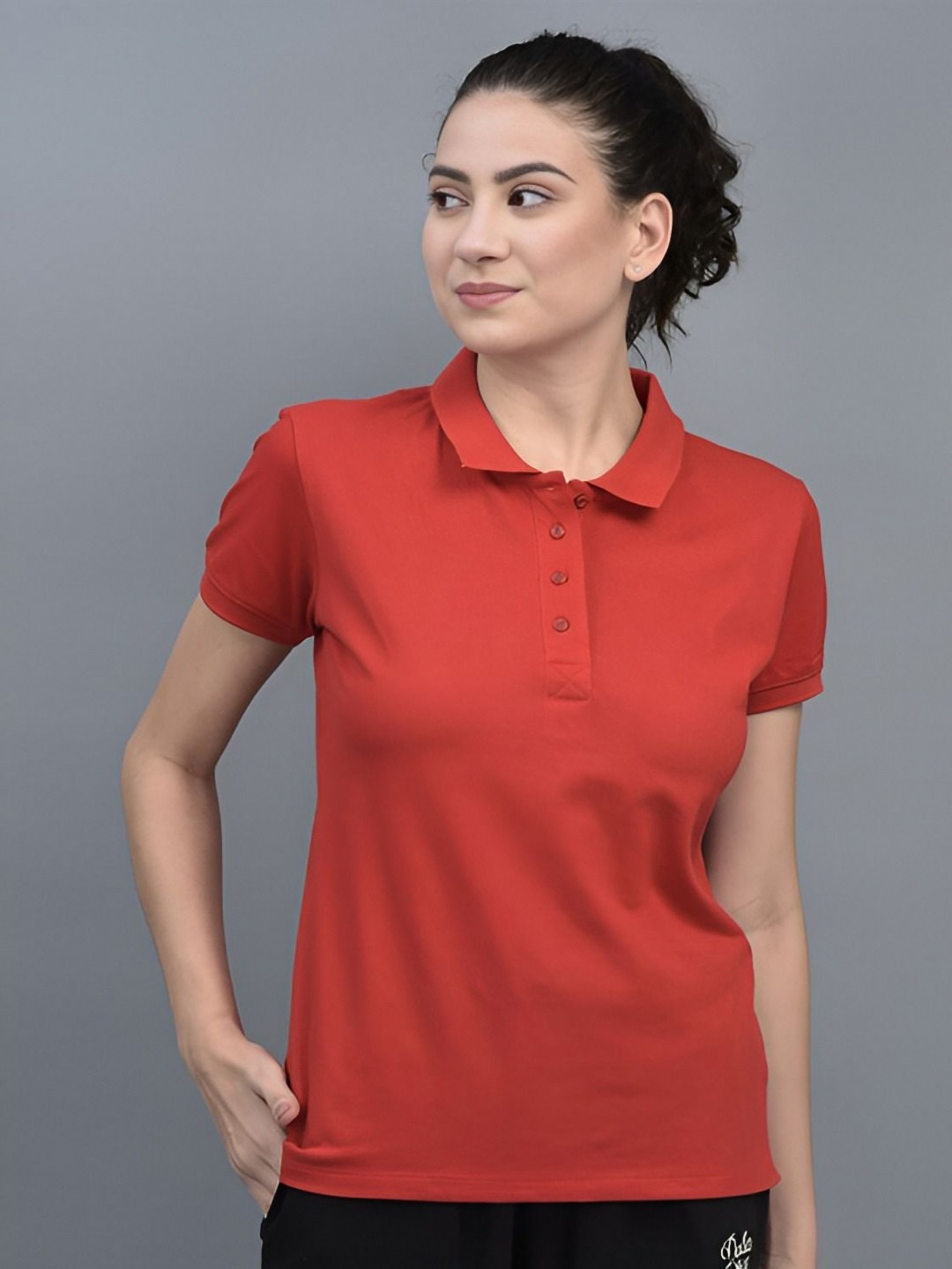 

Shiv traders collection Women Polo Collar T-shirt, Red