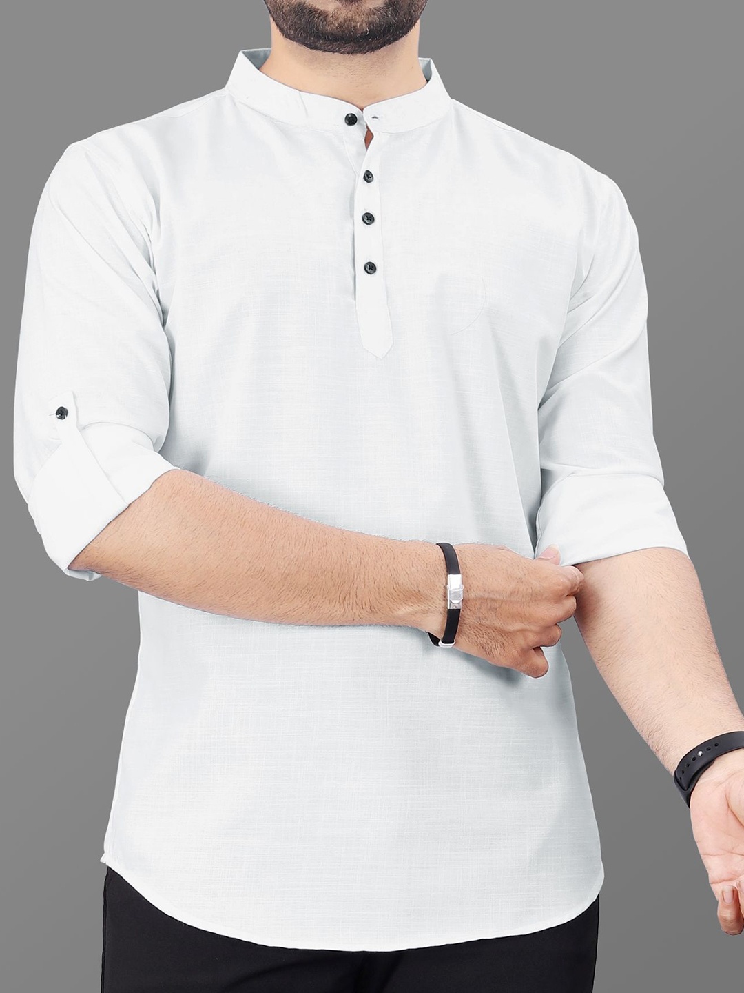 

VeBNoR Men Thread Work Kurta, White