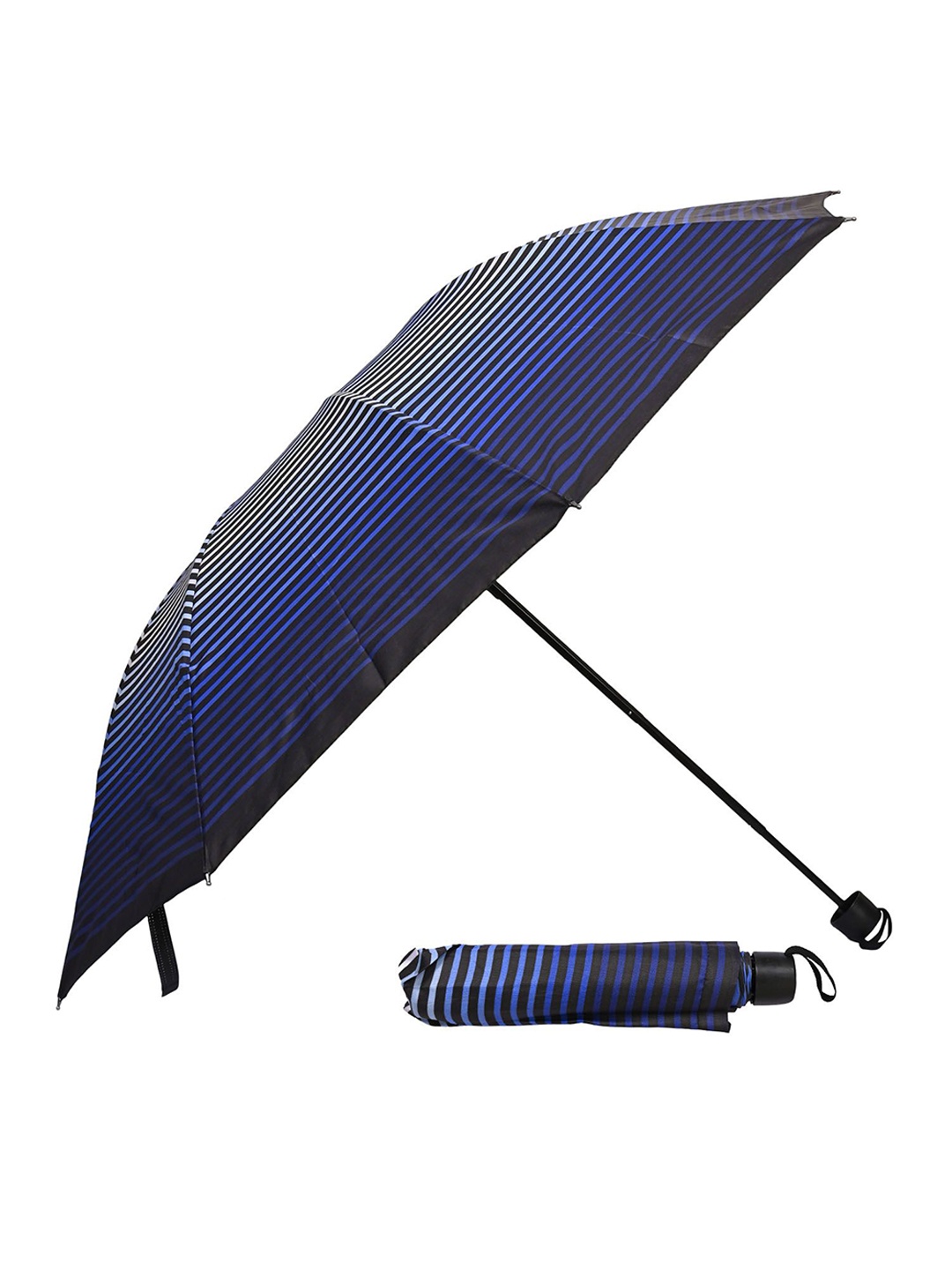 

LOOM LEGACY Manual 3 Fold Striped Umbrellas, Blue