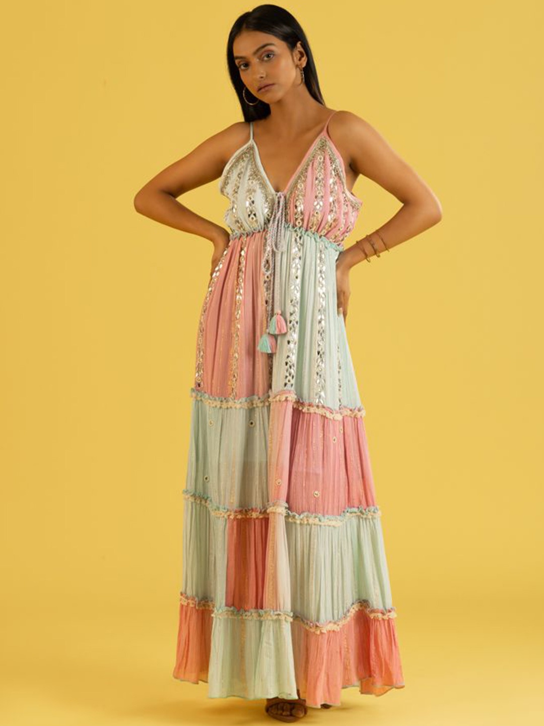 

Label Reyya Women A-Line Maxi Dress, Blue