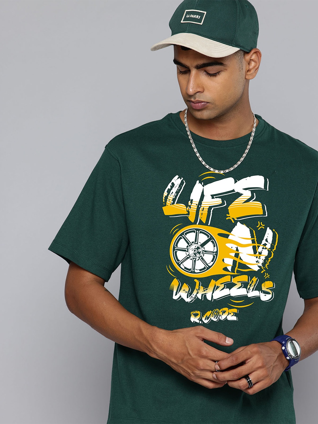 

R.Code by The Roadster Life Co. Men Printed T-shirt, Green