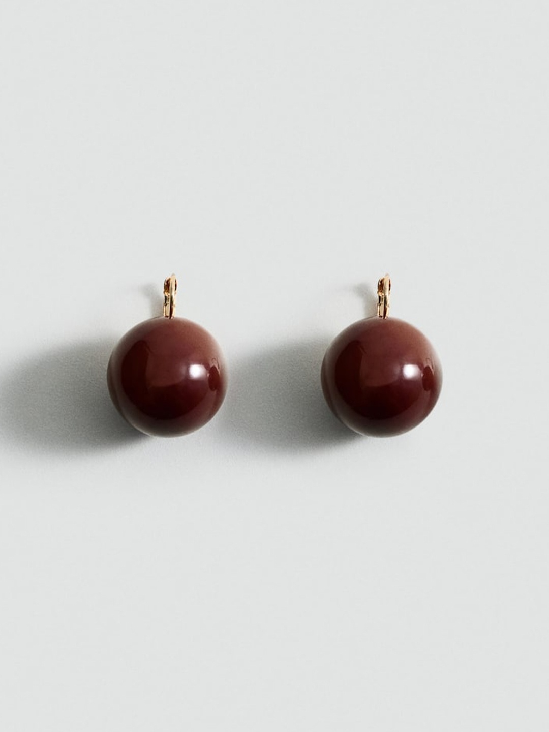 

MANGO Chunky Circular Drop Earrings, Coffee brown