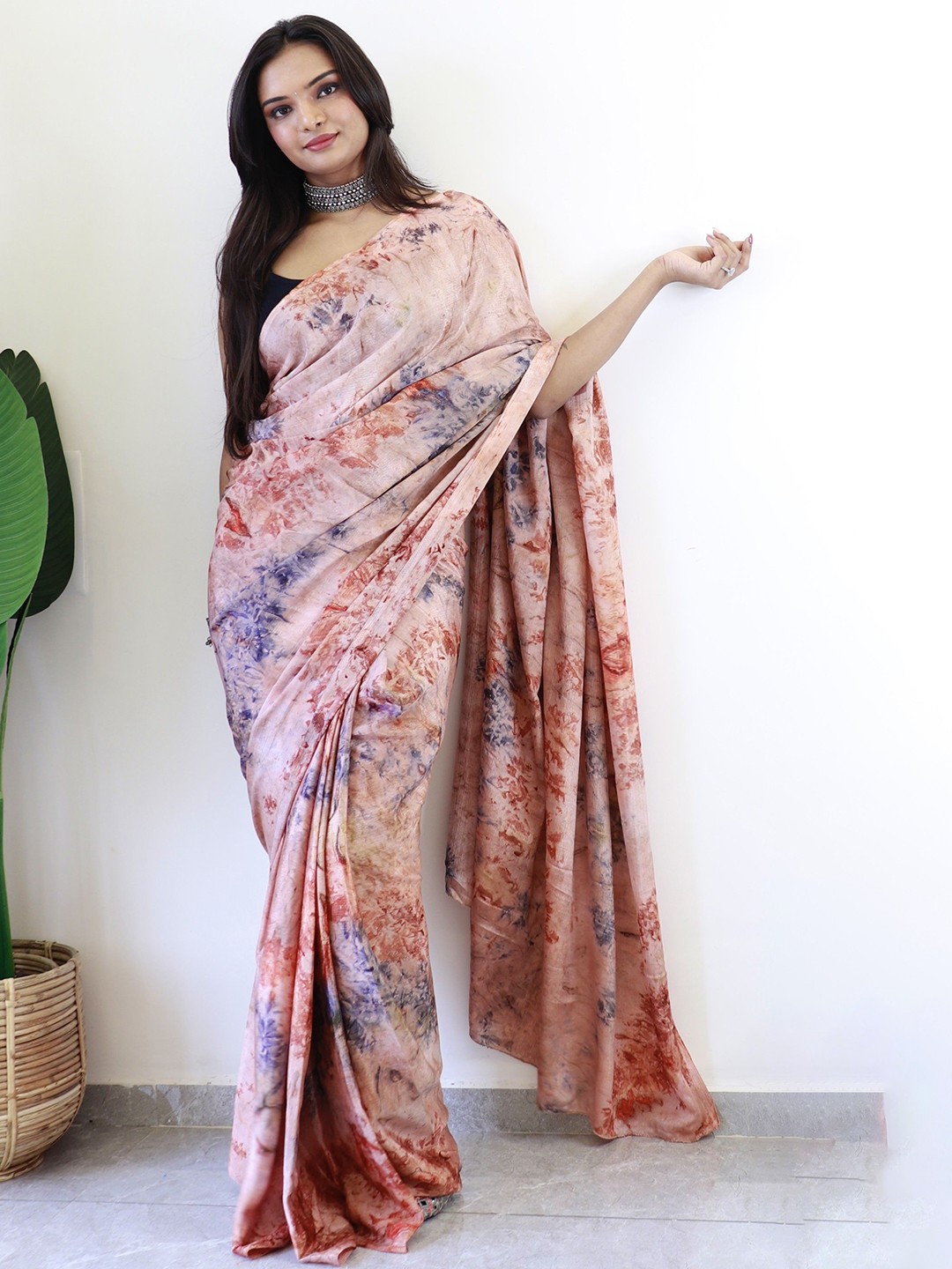 

LeeliPeeri Designer Tie and Dye Ready to Wear Saree, Orange